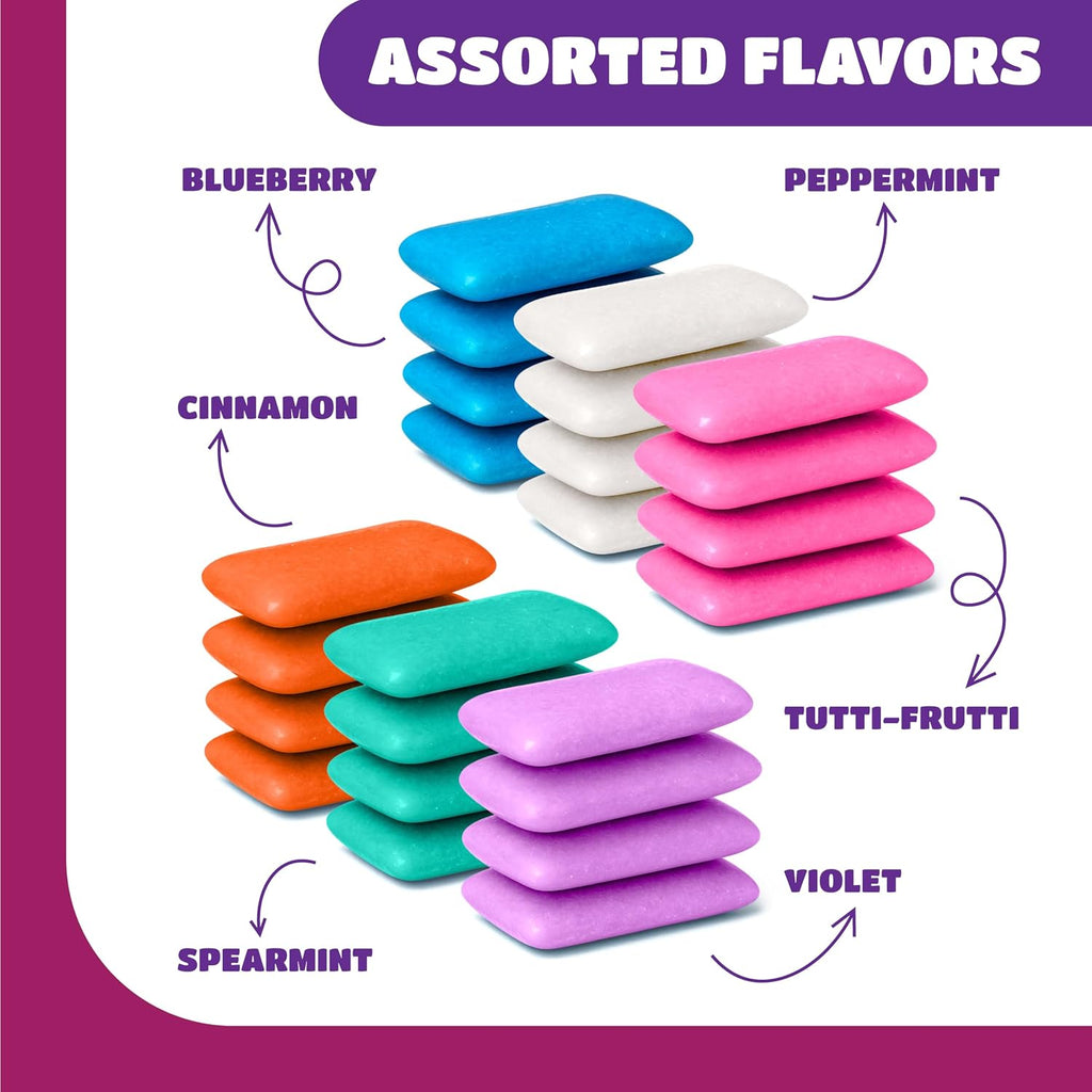 Mexican Original Chewing Gum, Assorted Flavors - 90 Mini Packs, 1 Lb Pack | Spearmint, Tutti-Frutti, Cinnamon, Blueberry, Violet