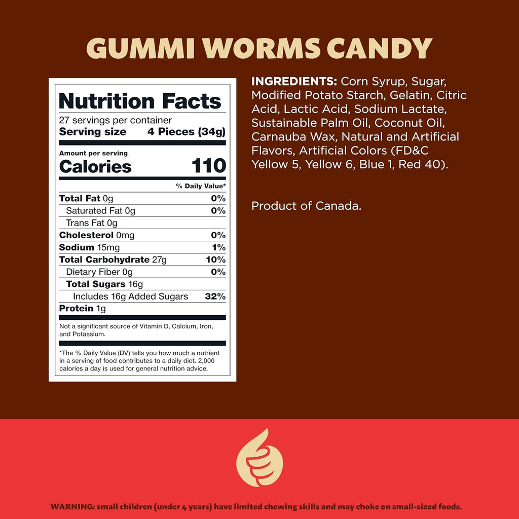 Gummy Worms | 2-Pound Bag | Bulk Gummy Candy for Snacking, Sharing, Buffets, Party Favors & Goodie Bags | Assorted Fruit Gummies | Classic Chewy Candy
