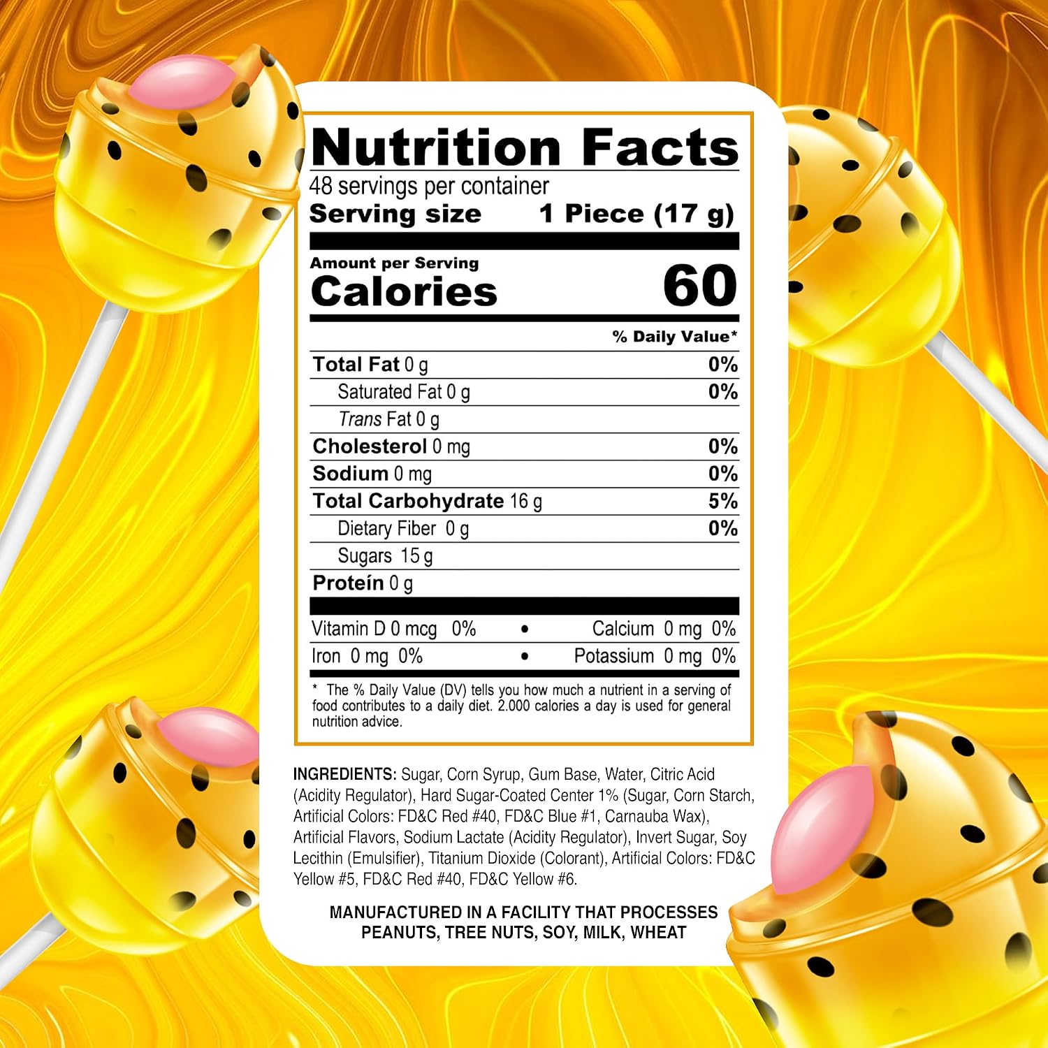 Colombina Bon Bon Bum Passion Fruit Lollipops, Tropical Fruit Hard Candy, Individually Wrapped Candy Pops for Parties, Candy Bowl Refill, Office or Classroom Rewards, 24 Count
