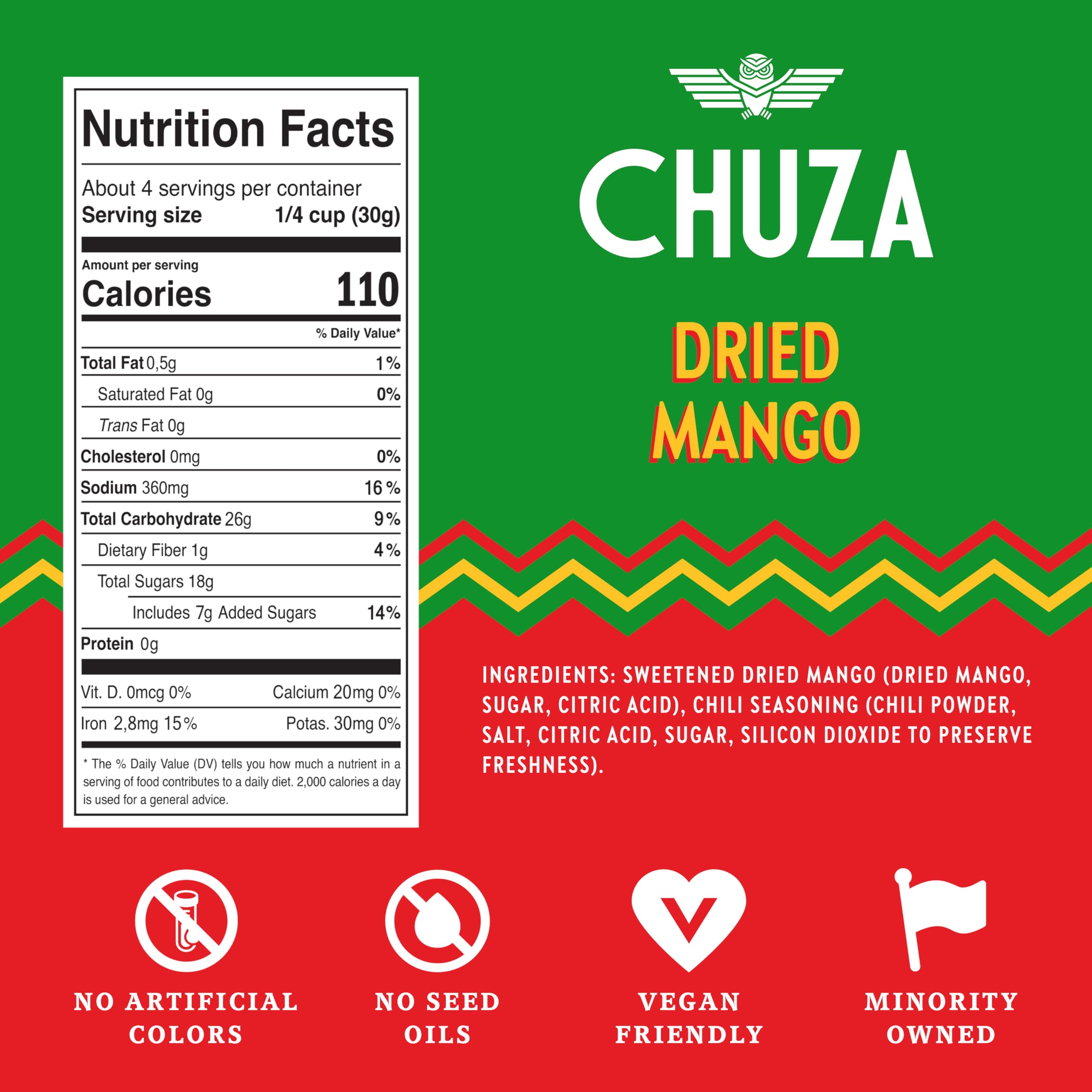 CHUZA Spicy Dried Mango Snacks Bites (4.5 oz. Pack of 2) – Mexican Candy Style Sweet Chili Dried Mango, with Chili Seasoning, Chili Powder, Dried Fruit Snacks, Spicy Snacks