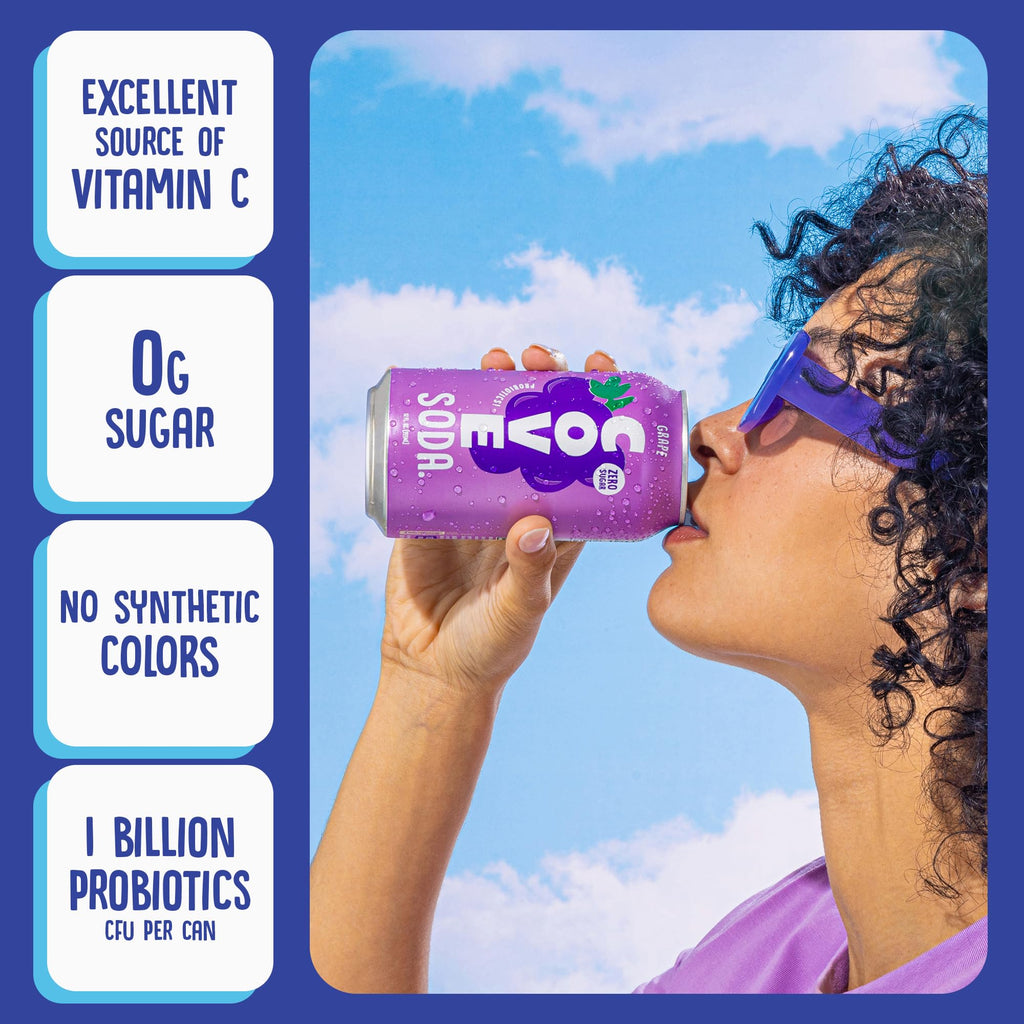 Cove Prebiotic Soda Soft Drinks with Zero Sugar - Refreshing Healthy Soda Alternative with 4g of Fiber for Digestive Support - Natural, Caffeine Free Sparkling Beverage - Frozen Favorites, 12 Pack