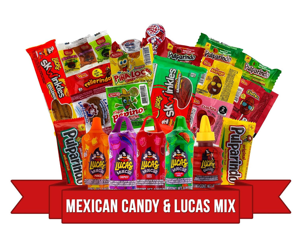 Lucas & Mexican Candy Combo Mix, 50 Count Variety of Sour, Sweet, Spicy LookOn
