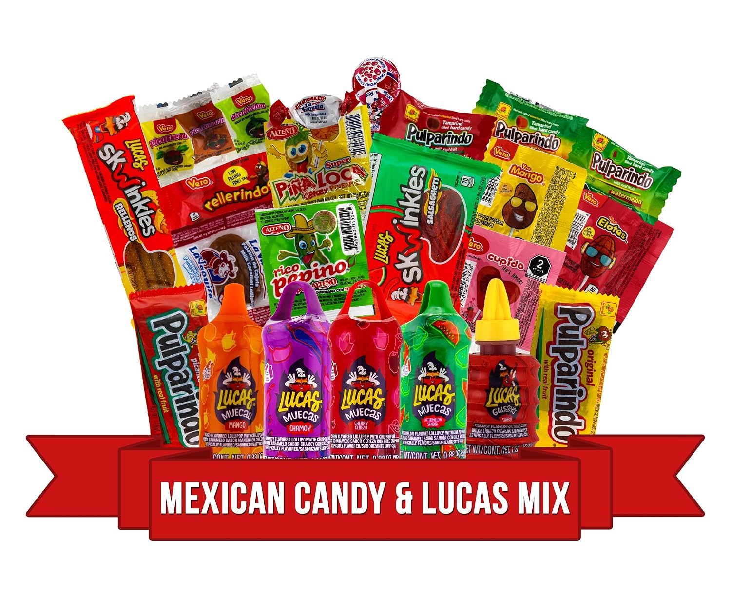 Lucas & Mexican Candy Combo Mix, 50 Count Variety of Sour, Sweet, Spicy LookOn