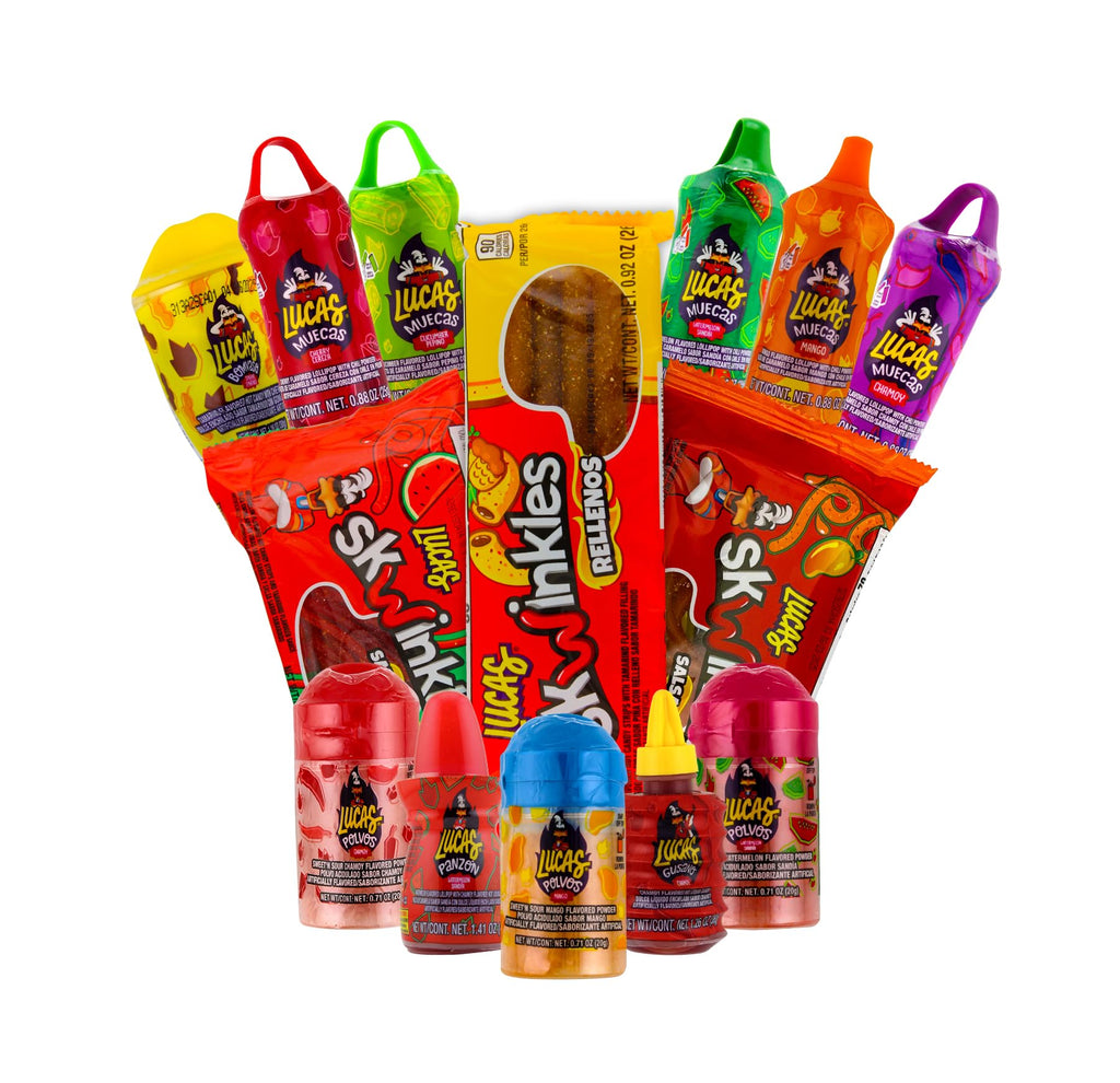 Lucas Mexican Candy Mix (14 Count) Variety of Sour, Sweet, Spicy, Include Lucas Skwinkles, Pelucas, Lucas Muecas, Baby Lucas, Gusano, Salsagheti by LookOn