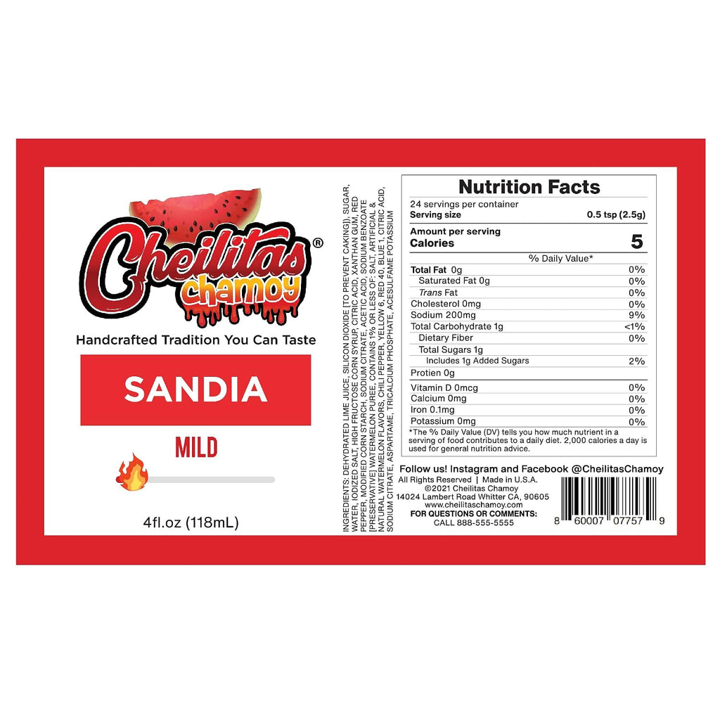 Cheilitas Chamoy All Natural Mexican Rim Candy Dip | Sandia Grab & Go Bottle | Hand Crafted for Drinks, Cocktails, Micheladas, Beer and More