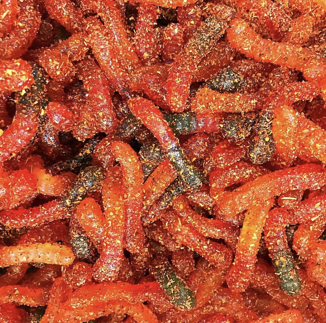 bloody gummy worms mexican dulces enchilados w/chamoy dip 11oz