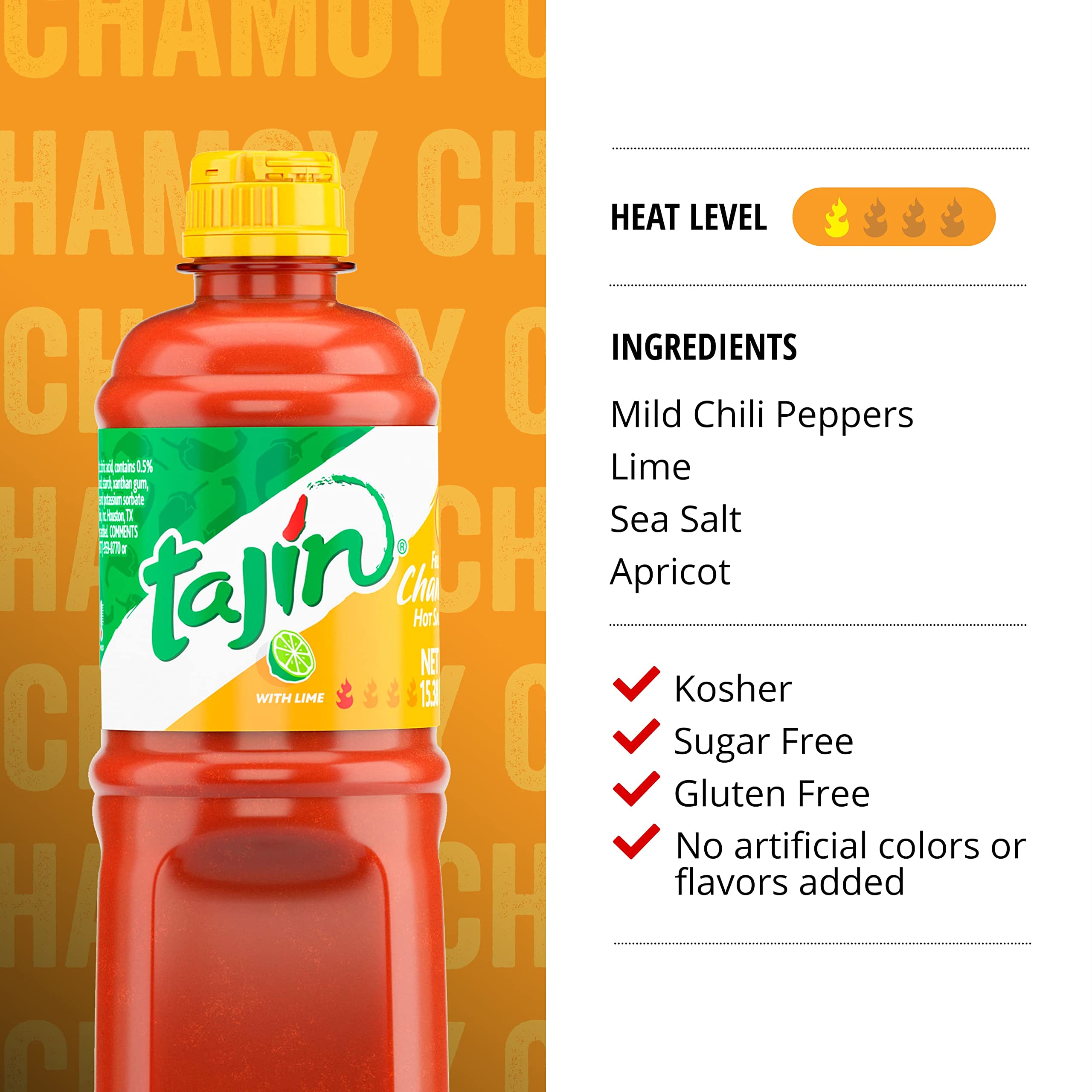 Tajin Fruity Chamoy Sauce, Sweet & Tangy Chamoy for Fruit, Candy, Snacks, Mangonadas & Drinks, 15.38 oz Each (12 Pack)