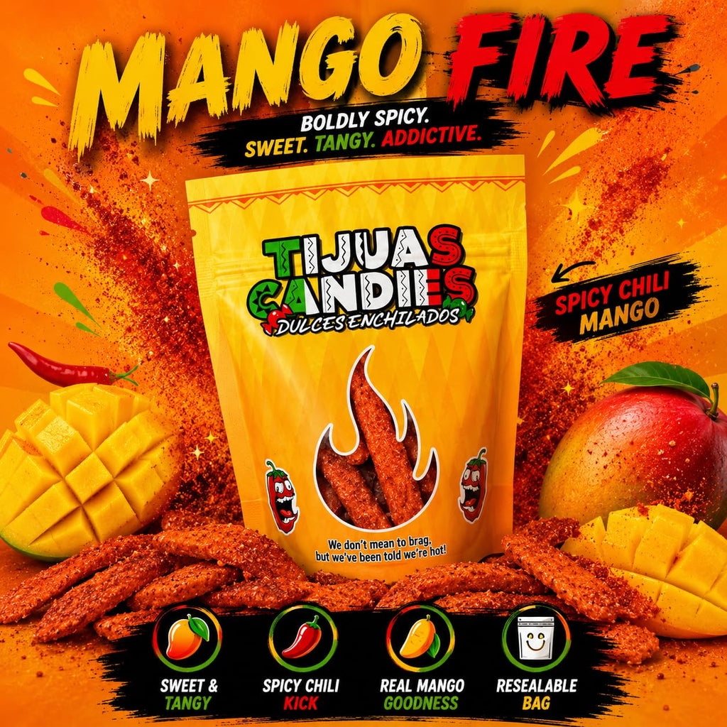 Tijuas Spicy Chamoy Gusherz Fruit Candies | Sweet, Sour & Spicy, Chamoy Coated, Mexican-Style Dulces Enchilados
