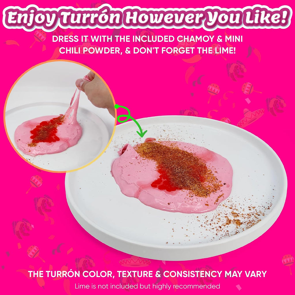 Turron Kit - Includes 4oz Turron, 2 Mini To Go Chil Powder, 3 Chamoy Packets, and 4 Limon7, Mexican Candy, Dulces Mexicanos, Sweet, Spicy, Turrón Rosa, Nougat, Viral on TikTok