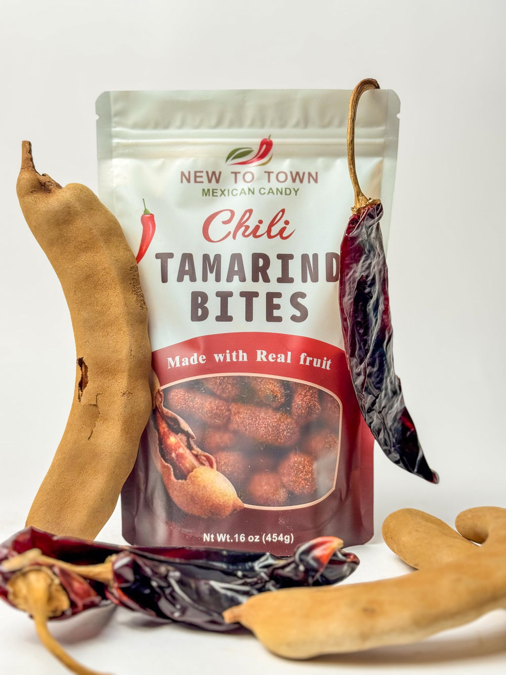 Tamarind Candy 16 oz – Tamarindo De Frutas Con Chile, Sweet, Tangy & Spicy Tamarind Mexican Candy with Chili – Authentic Tamarindo Candy Bites, Chewy Fruit Snack, Contains Seed