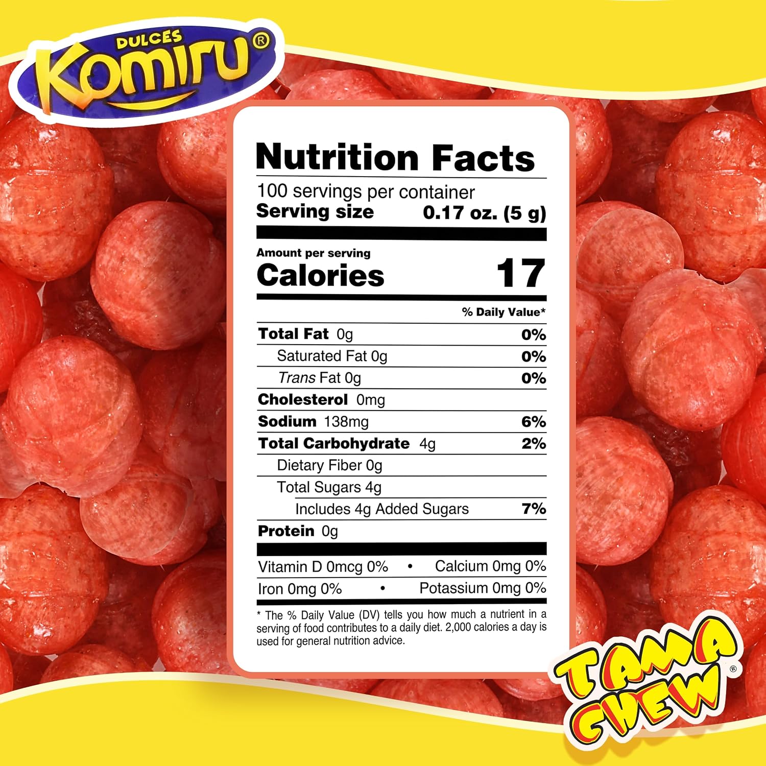 KOMIRU Authentic Mexican Chamoy Chili Hard Candy Spheres | Sweet & Spicy Individually Wrapped Bite-Size Treats | 100 Pieces, 17.63 oz