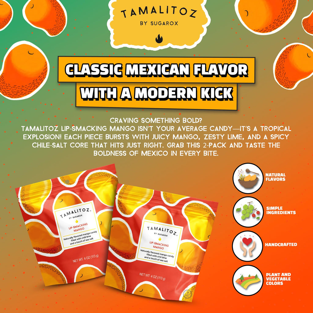 Tamalitoz Cherry, It’s a Fire – Spicy Cherry Mexican Hard Candy Filled with Chile, Lime & Sea Salt Center, Handcrafted Fruit Candy, Gluten-Free, Kosher, No Artificial Colors – 2 Bags (4oz Each)