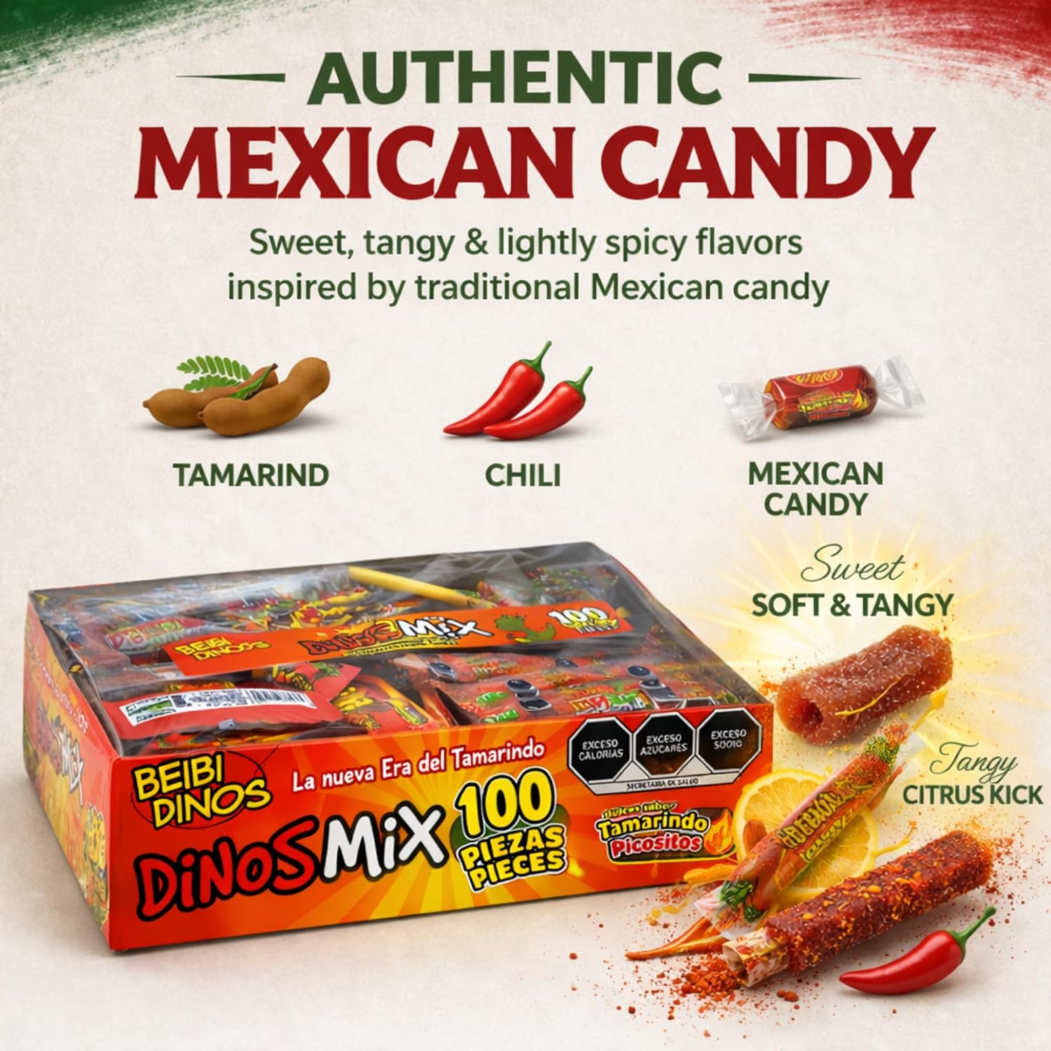 100 Piece Tamarind Candy Mix – Mexican Candy Variety Pack – Sweet, Spicy & Tangy Assorted Candy – Individually Wrapped Snack Box for Parties, Piñatas & Gifts