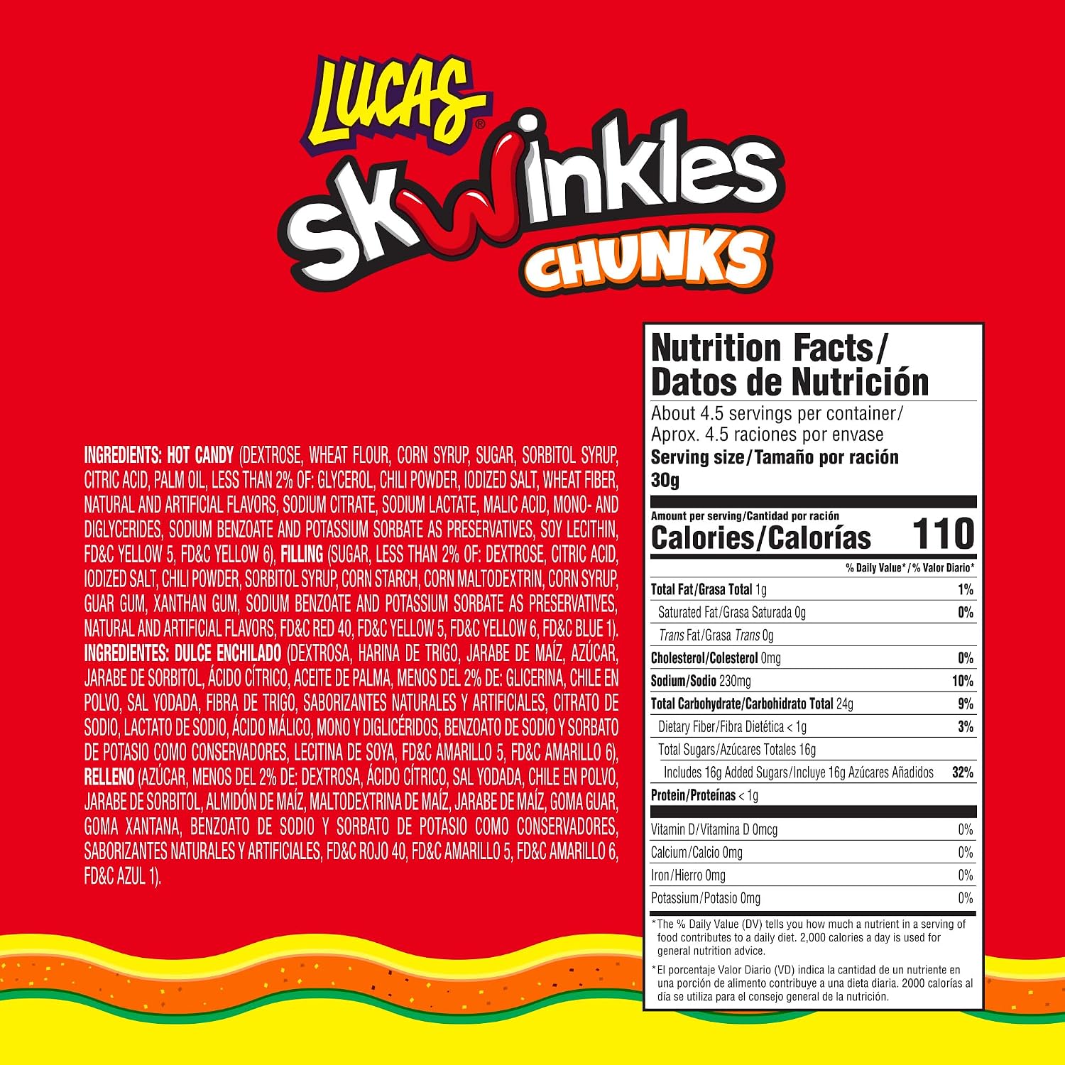Lucas Skwinkles Sweet & Sour Candy Chunk Mango Flavored with Tamarind Filling, 1 Bag of 4.586oz, Perfect for Snacks, Parties – Sweet & Sour Summer Treats