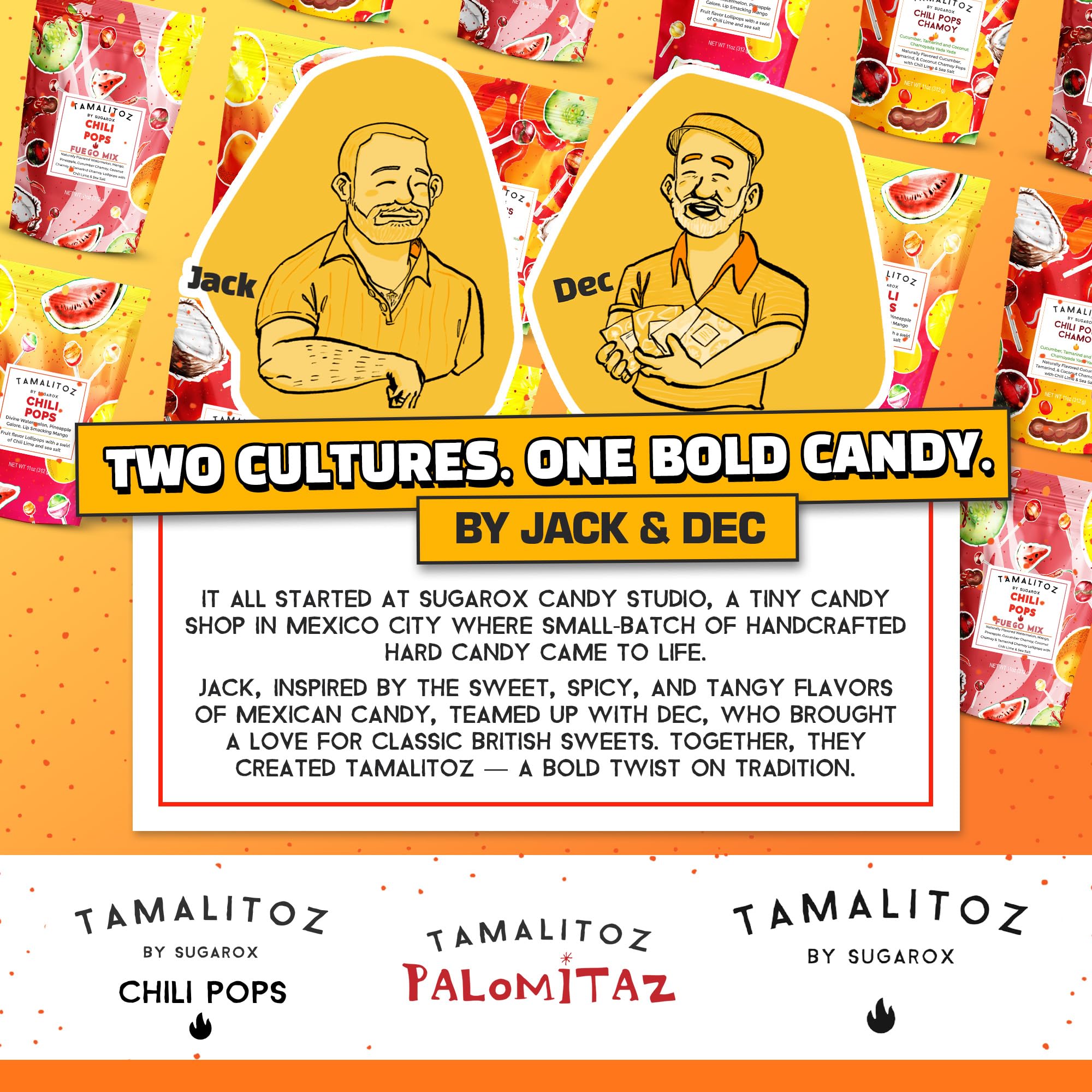 Tamalitoz Chili Pops Chamoy Spicy Mexican Lollipops with Chili, Lime, Sea Salt, Coconut, Tamarind & Cucumber Flavors Fruity Handcrafted Candy, Gluten-Free, Kosher, 2 Bags, (11oz)