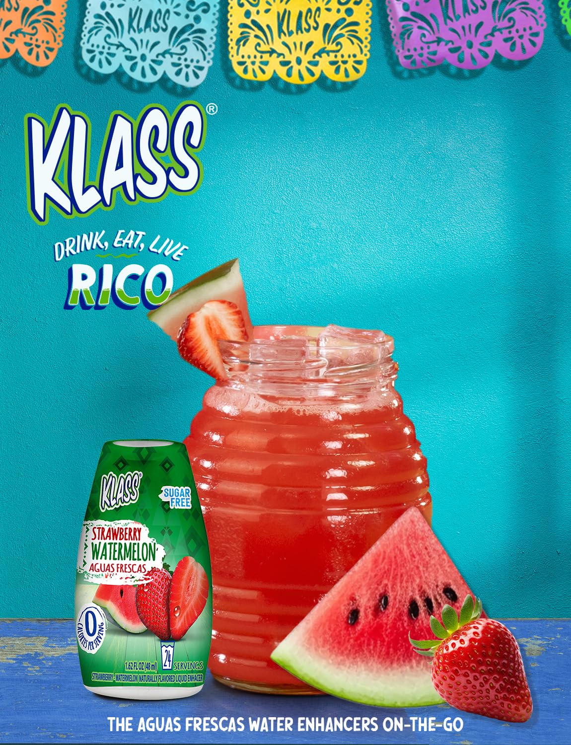 Klass Aguas Frescas | Liquid Water Enhancer | Cucumber-Limeade | Naturally Flavored | Sugar Free | Zero Calories Per Serving | Keto | 4 Bottles, Makes 96 Drinks