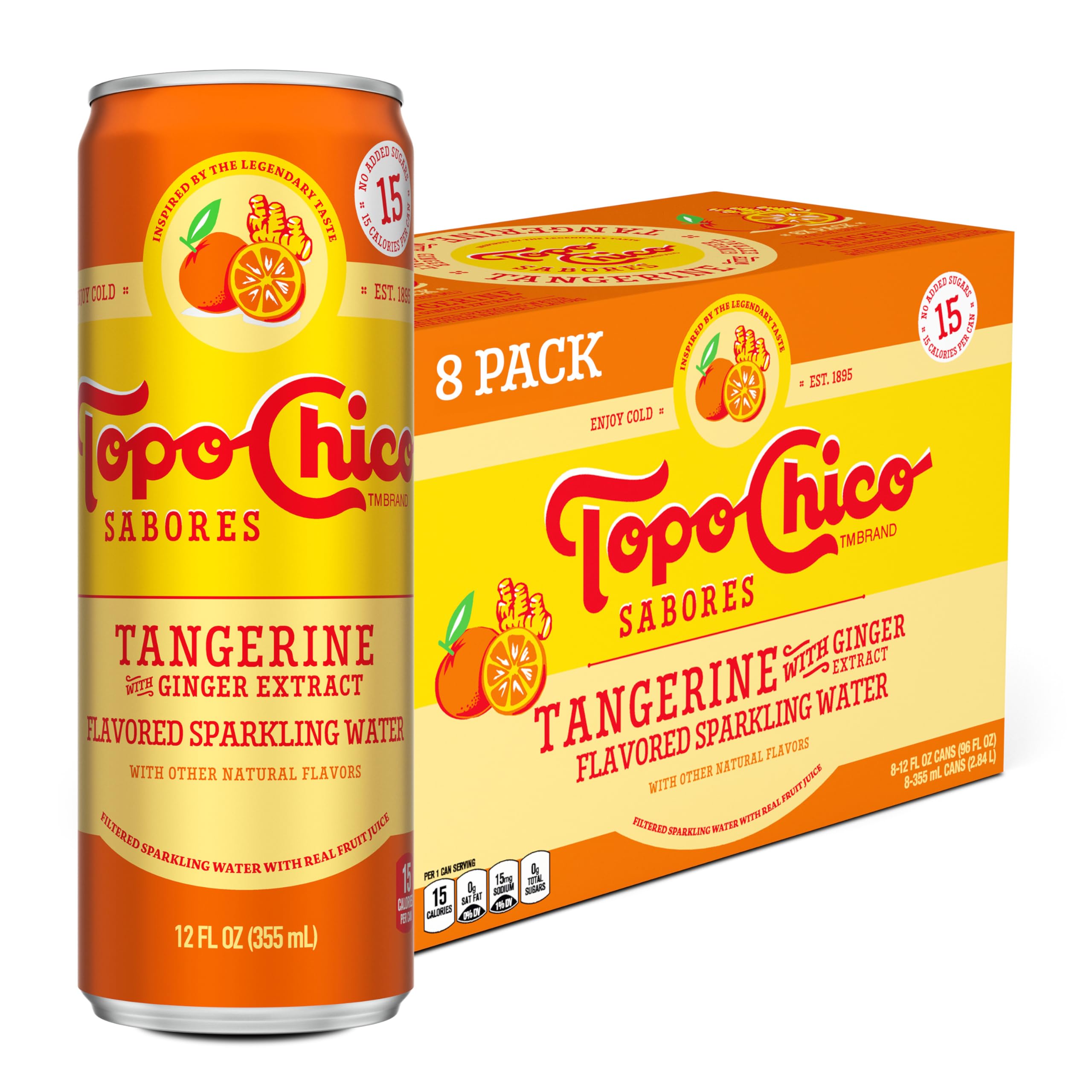 Topo Chico Sabores Lime with Mint Extract Flavored Sparkling Water, 12 fl oz Portable Cans, 8 Pack