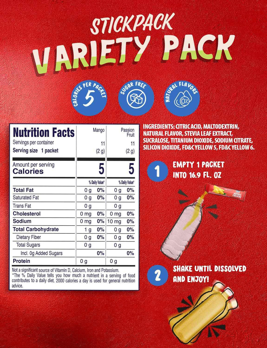 Klass Aguas Frescas, Powdered Drink Mix Variety Pack, 44 Singles Zero Sugar & Caffeine-Free Powder Packets, Water Drink Mix, Flavors: Cucumber Limeade Pineapple Tangerine Strawberry Watermelon & Hibiscus Berries - 5 Calories Per Packet & Natural Flavors