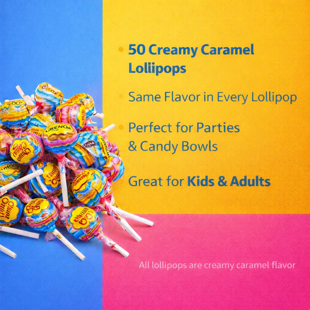 Creamy Lollipops Mexican 60 Count Variety Pack of Paletas Mexicanas Cremosas Caramelo Macizo Strawberry & Cream, Mango Yogurt, Chocolate Vanilla, Strawberry Yogurt Suckers