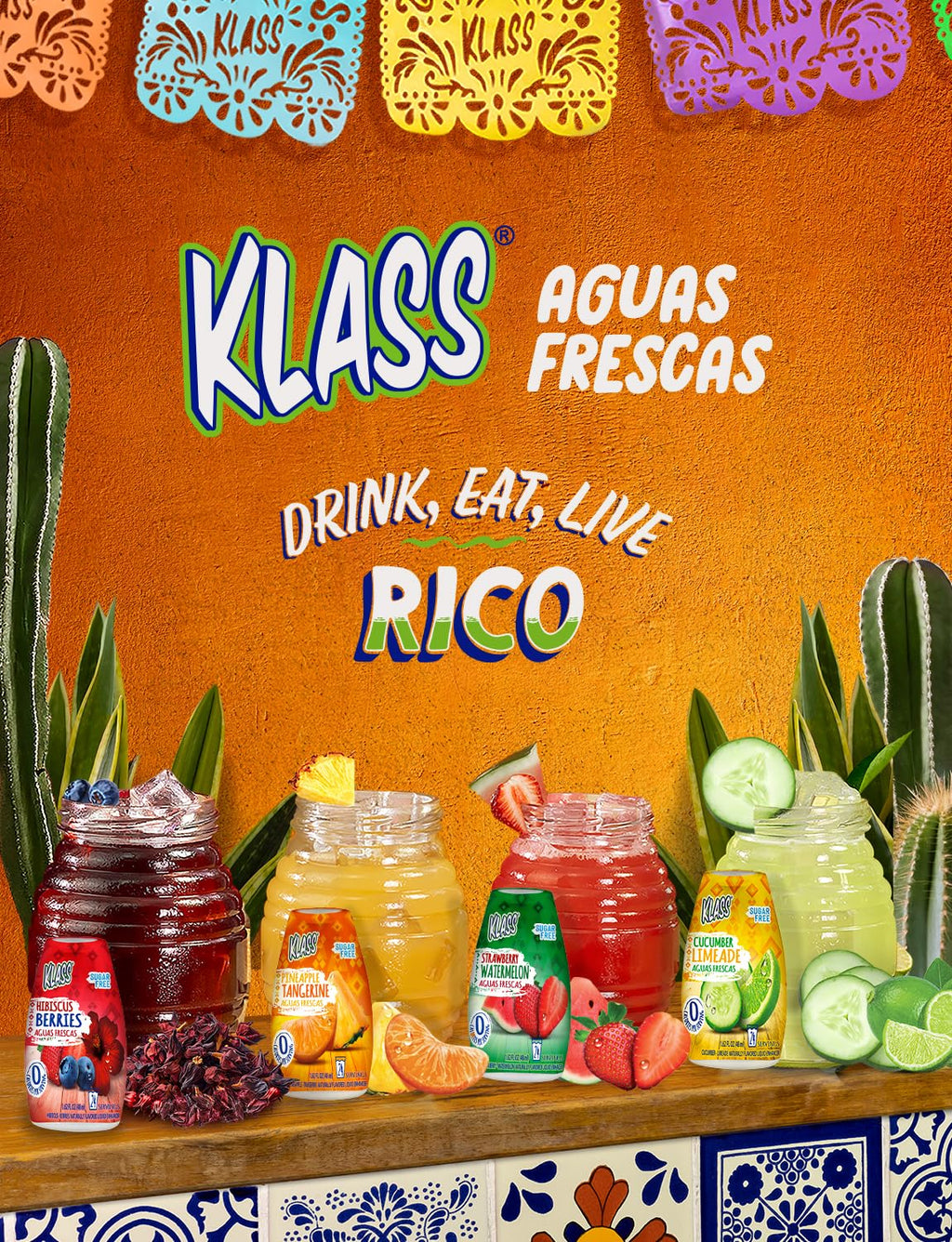Klass Aguas Frescas | Liquid Water Enhancer | Cucumber-Limeade | Naturally Flavored | Sugar Free | Zero Calories Per Serving | Keto | 4 Bottles, Makes 96 Drinks