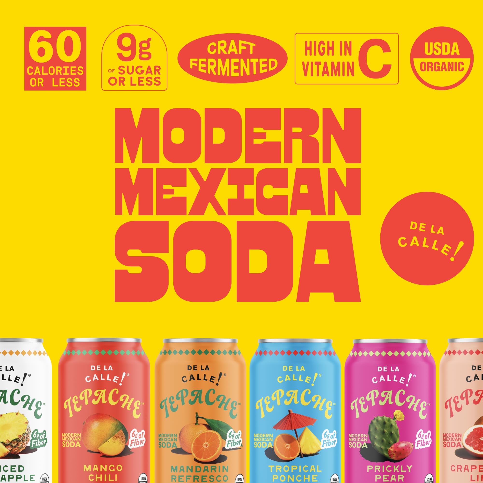 De La Calle Tepache - Mixta Variety Pack - Modern Mexican Soda - Craft Fermented Pineapple Sparkling Beverage - Certified Organic, Non-Alcoholic, Healthy Soda, Low Sugar, Low Calorie, Non-GMO