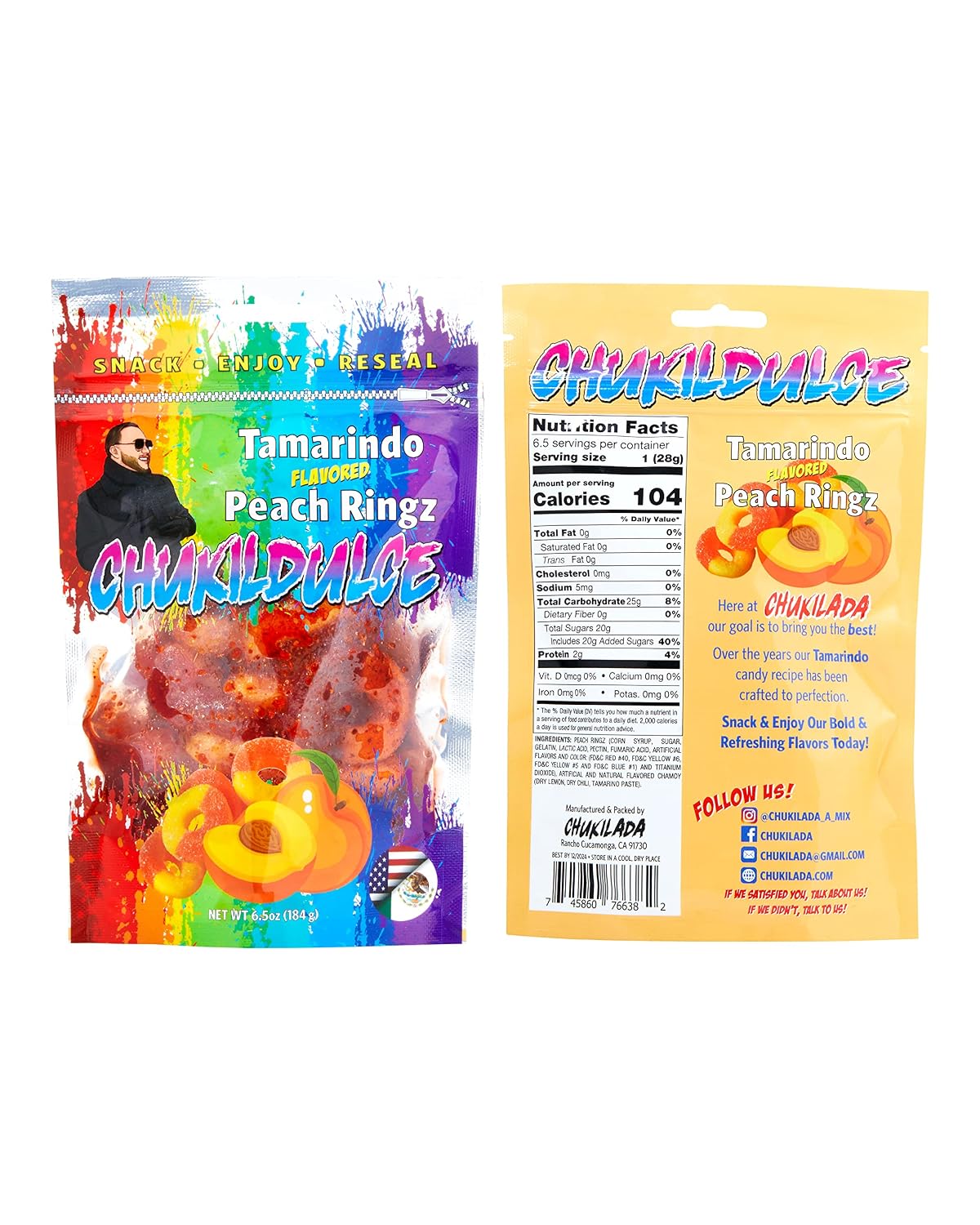 Chukilada peach rings, chamoy gummies