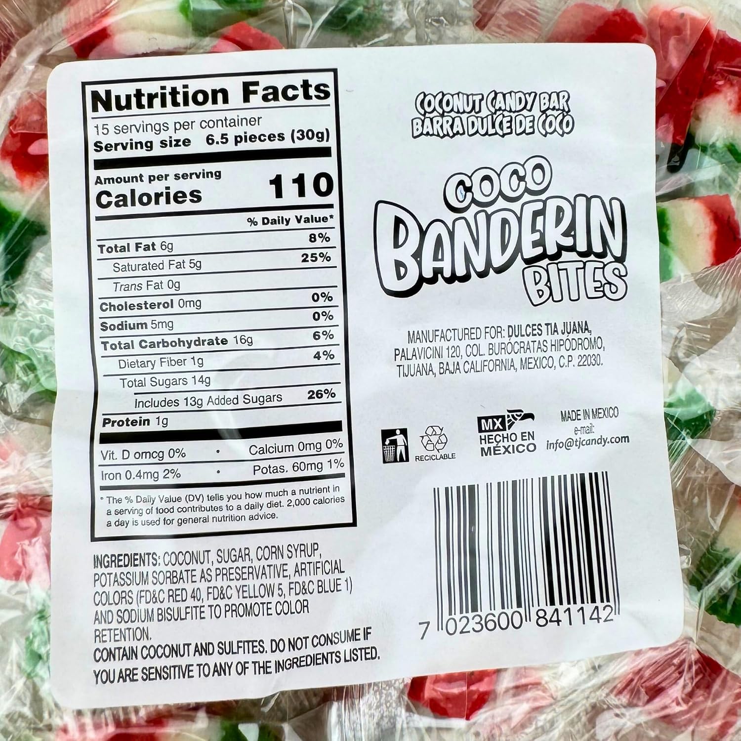 Coconut Candy 100 Pieces Banderitas Pinatera, Mexican Candy, Dulce de Coco, Dulces Mexicanos, Pinata Bulk, Individually Wrapped, Fiesta, 1 lb