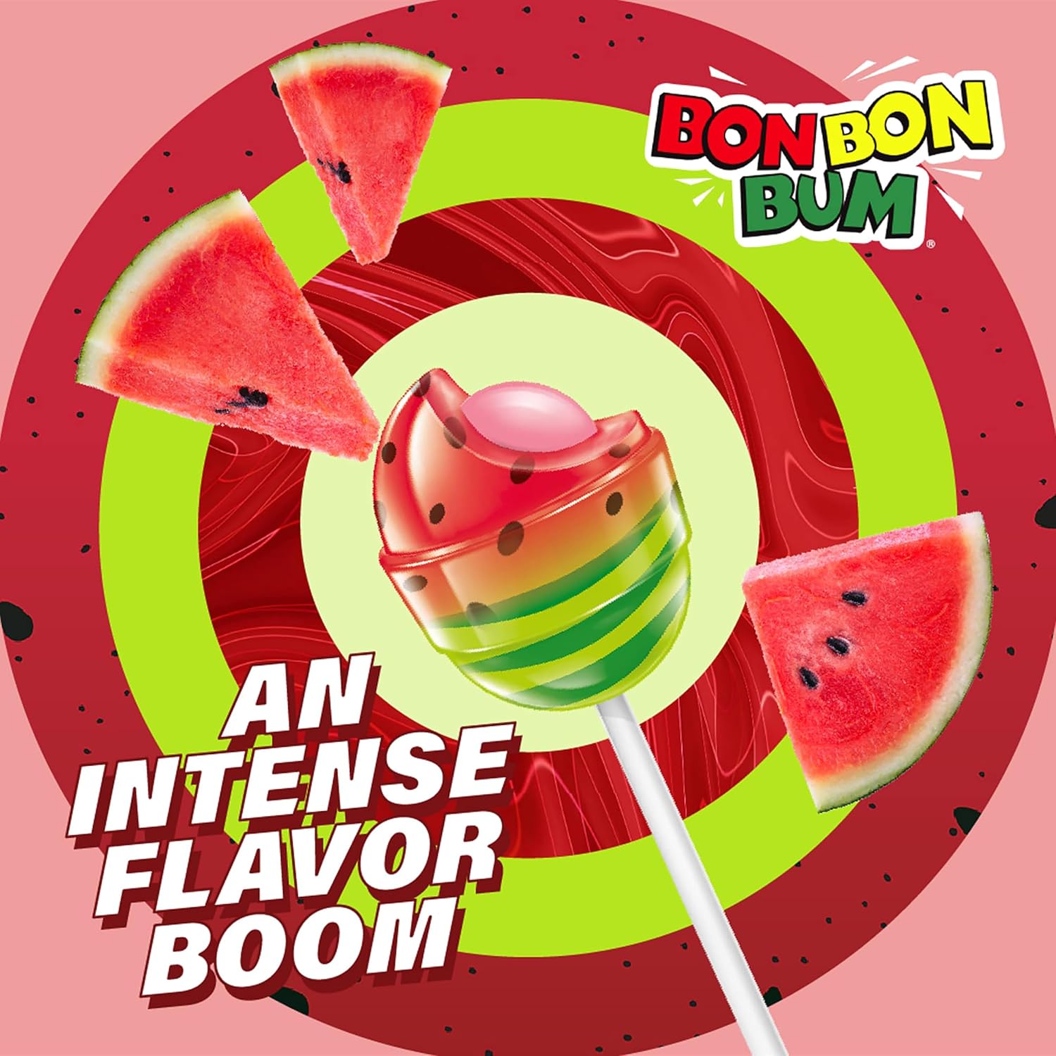 Colombina Bon Bon Bum Passion Fruit Lollipops, Tropical Fruit Hard Candy, Individually Wrapped Candy Pops for Parties, Candy Bowl Refill, Office or Classroom Rewards, 24 Count