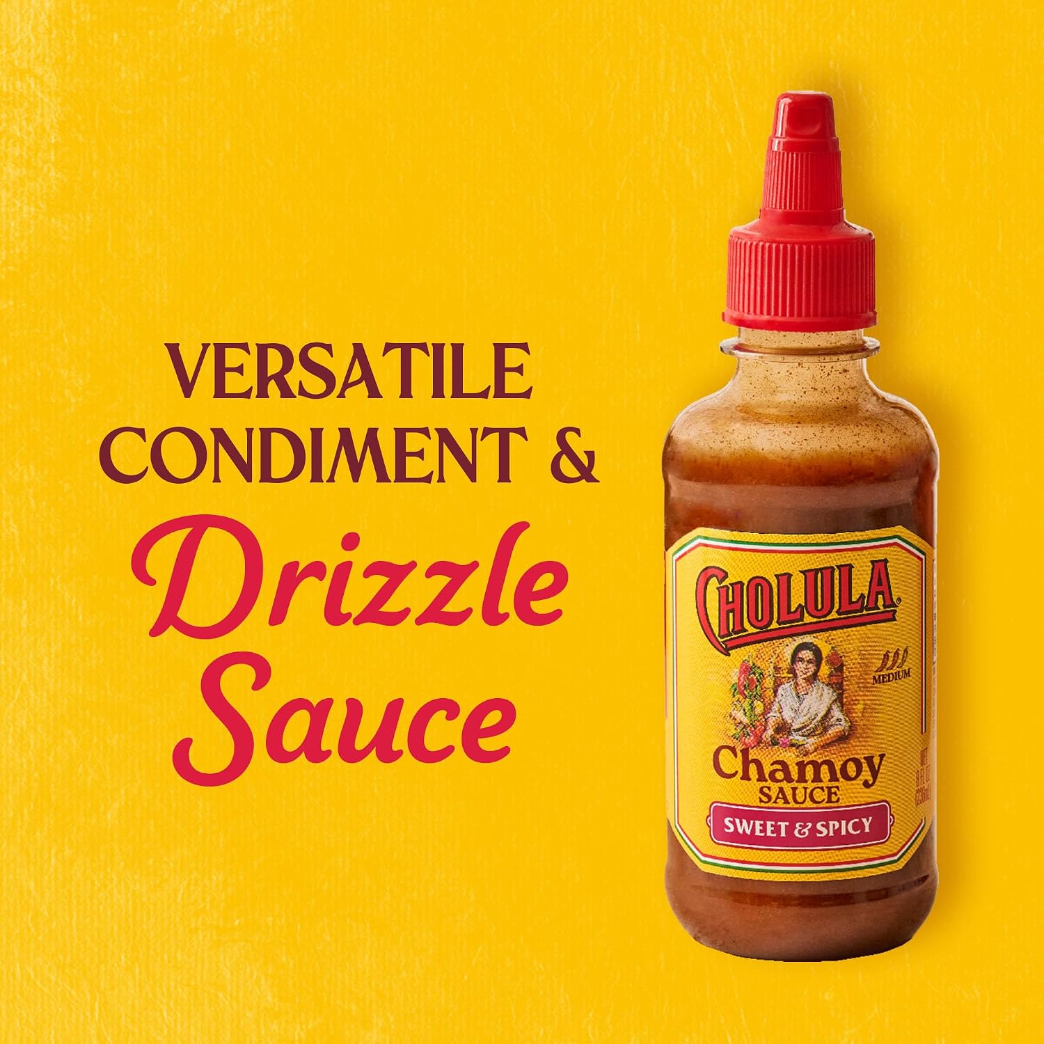 Cholula Chamoy Sauce, Sweet & Spicy, Tangy Drizzle Sauce with Arbol Chiles and Sweet Hibiscus, For Fruit, Cocktails, Desserts and More, 8 fl oz