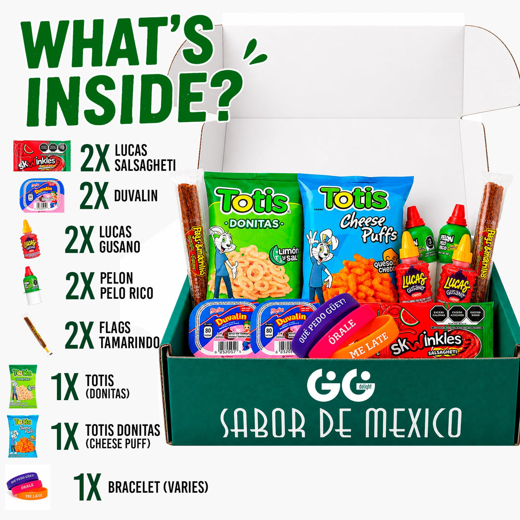 Gigi Delight Mexican Candy Variety Pack Assortment – Duvalin Salsaghetti Pulparindo Deluxe Mexican Snacks Box, Dulces Mexicanos Surtidos Authentic Spicy Snacks Collection for Lunches Office College Students (Premium)