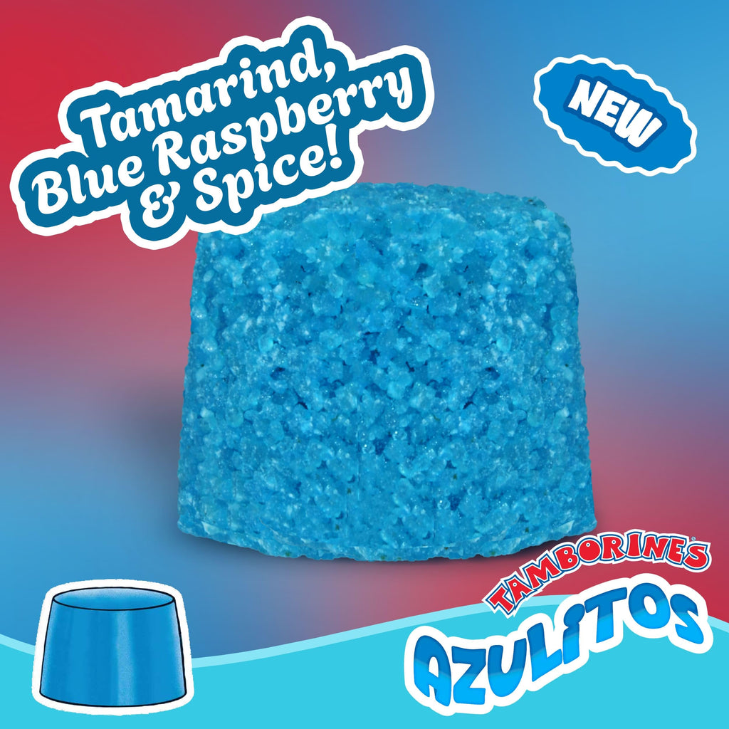 Tamborines Azulitos – Sweet & Spicy Tamarind Candy with Blue Berry Flavor, Individually Wrapped, 100 Pieces – Mexican Bulk Candy