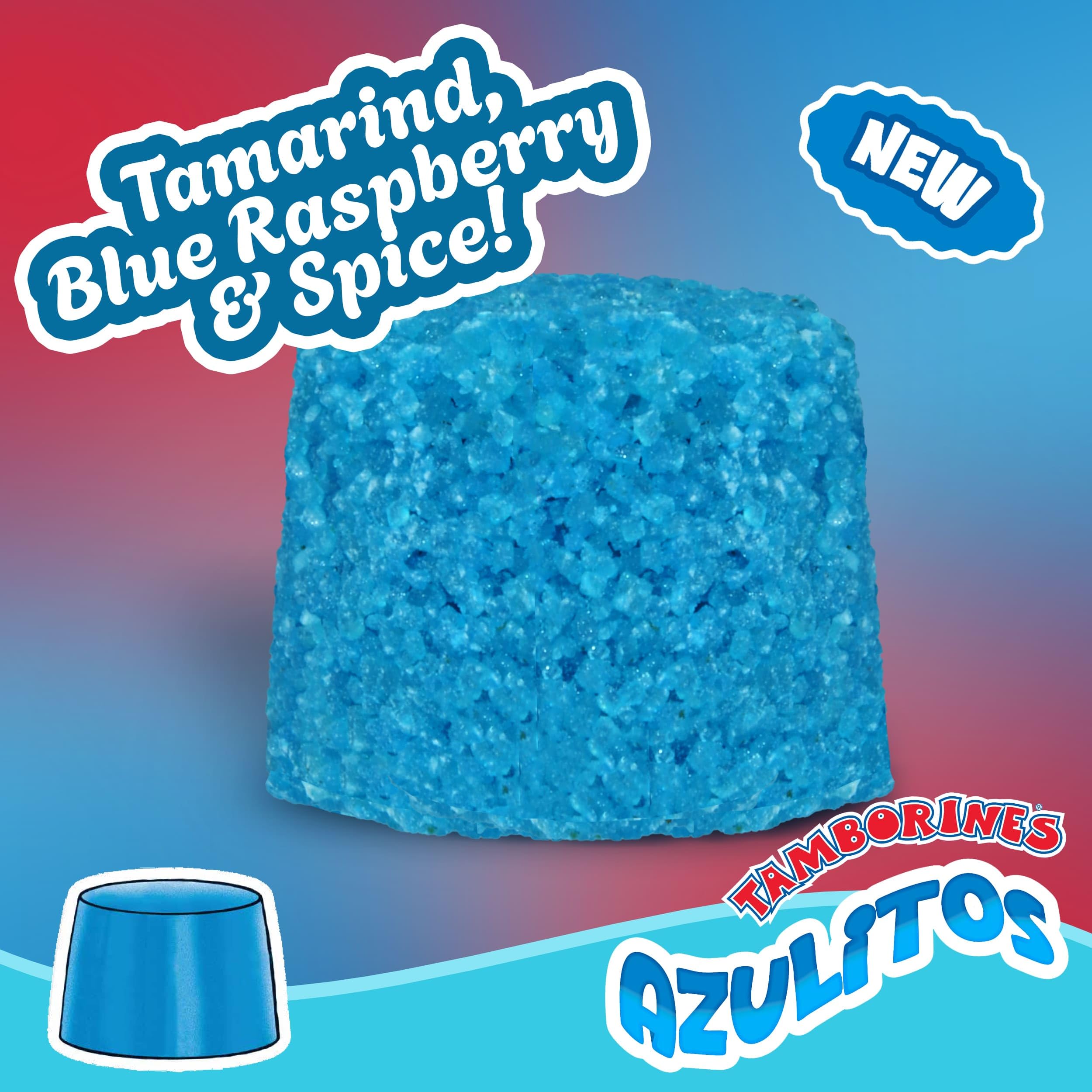 Tamborines Azulitos – Sweet & Spicy Tamarind Candy with Blue Berry Flavor, Individually Wrapped, 100 Pieces – Mexican Bulk Candy