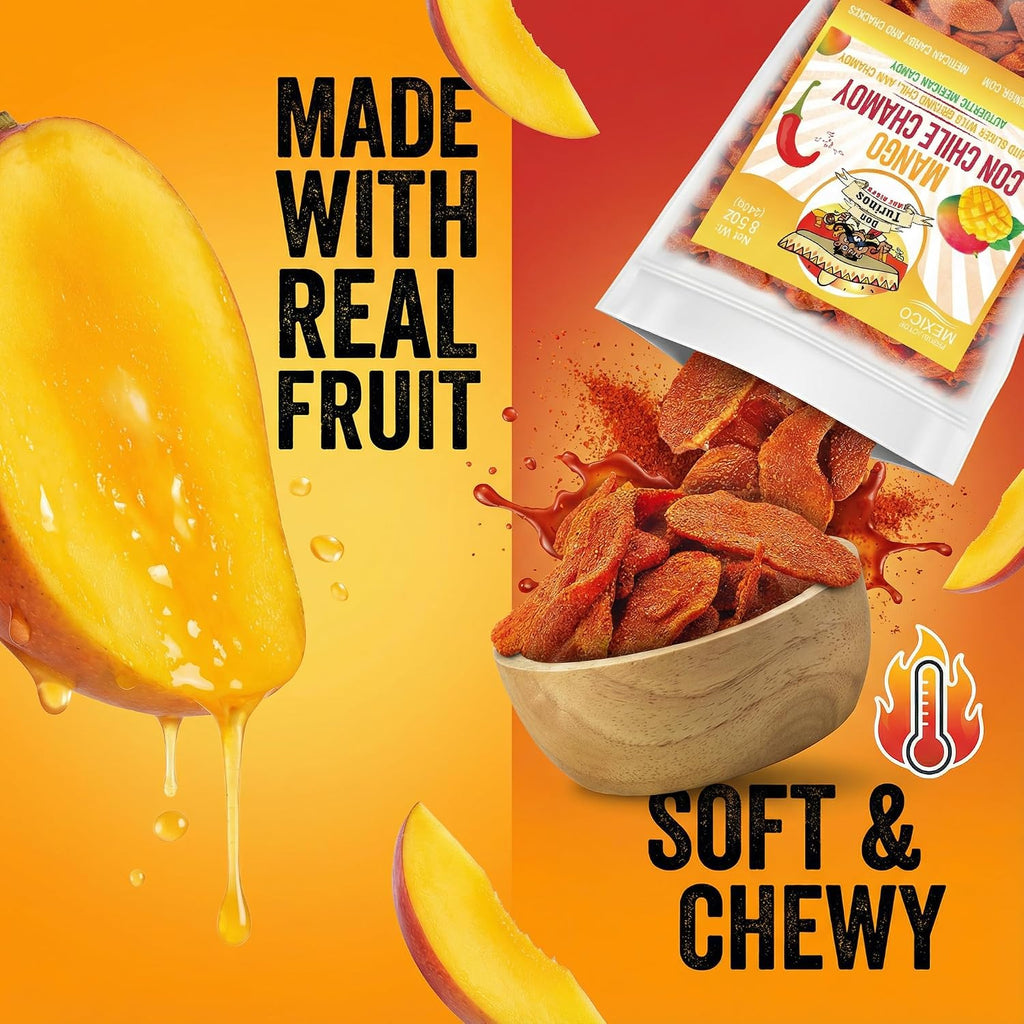 Chili Chamoy Mango Slices, 8.5 oz. Bag of Authentic Mexican Dry Fruit Candy, Sweet and Spicy Flavor, Fresh and Natural Dulce Mexicano, by Don Turinos
