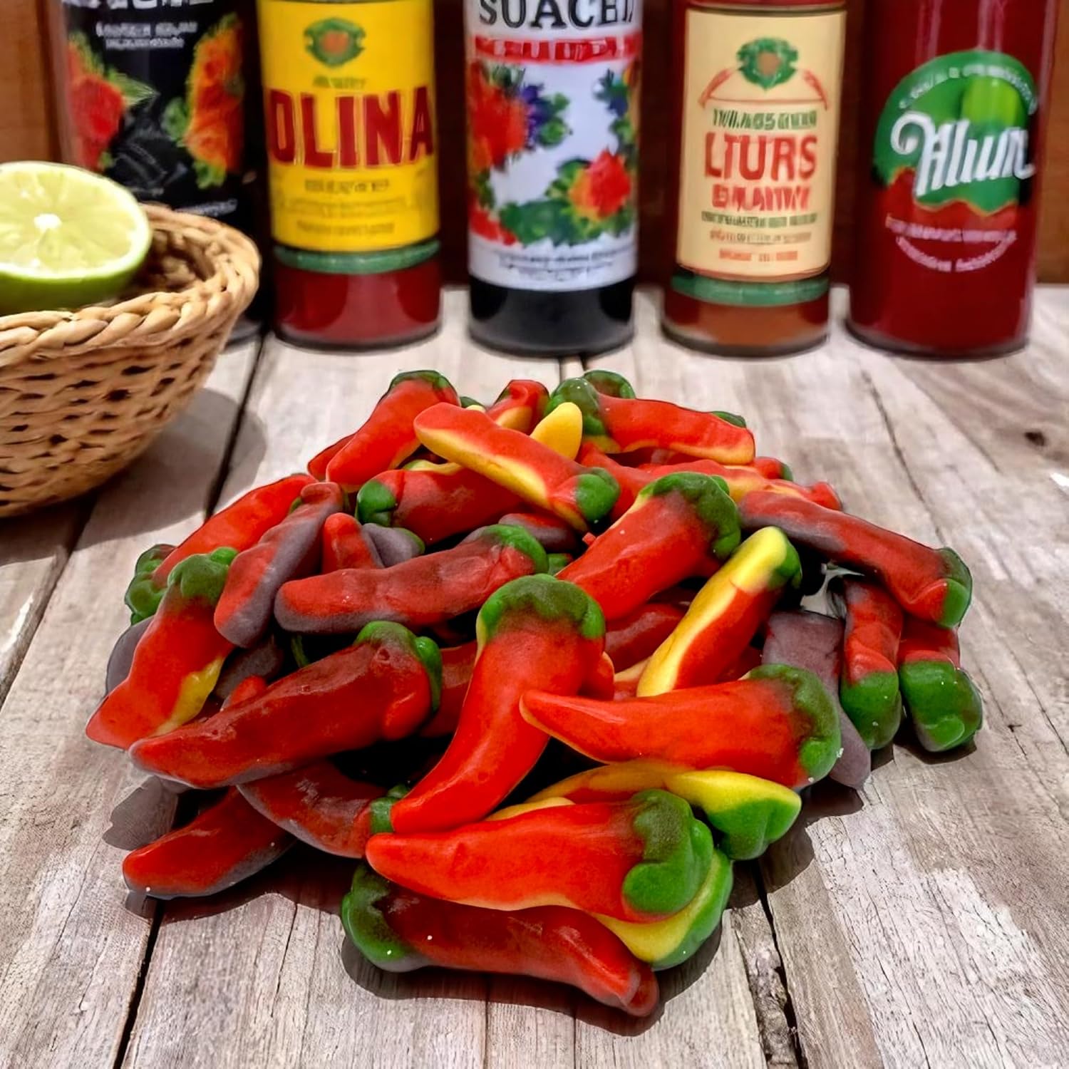 Spicy Fire Peppers Candy Gummies - 1.5 ibs Experience the Heat with These Spicy Fruit Delights-Gummy Shaped Red Hot Chili Peppers(24 oz)