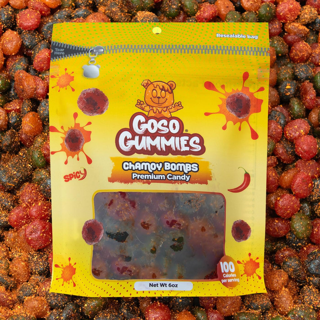 Goso Gummies Spicy Chamoy Gusher Bombs – 6oz Resealable Bag – Tangy Chamoy Filled Gusher Candy