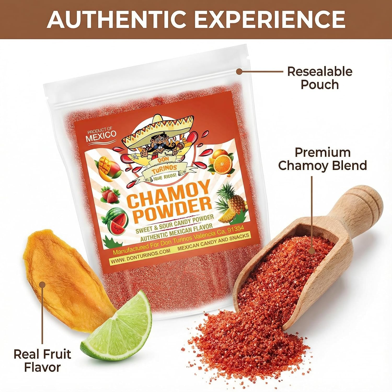 Chamoy Powder 12 oz Bag – Sweet, Spicy, Tangy Mexican Candy Powder for Fruit, Snacks, Candy & Drink Rims – Authentic Flavor Blend with Chile, Lime, Salt and Sugar – Resealable Bulk Pack By Don Turinos