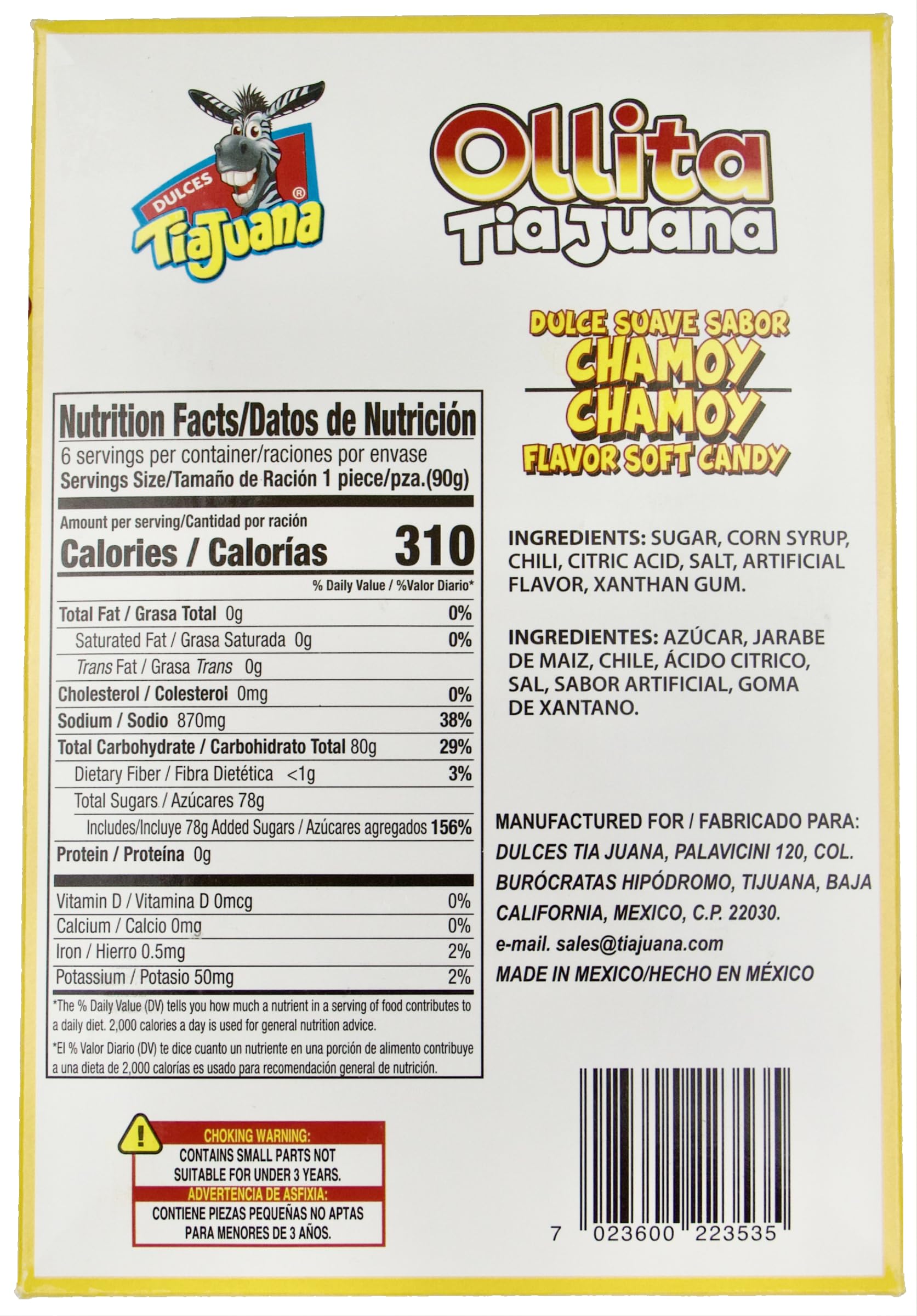 Ollita Tiajuana - Mini-Pot Tamarind Flavor Soft Candy: Dulce Suave Sabor Tamarindo