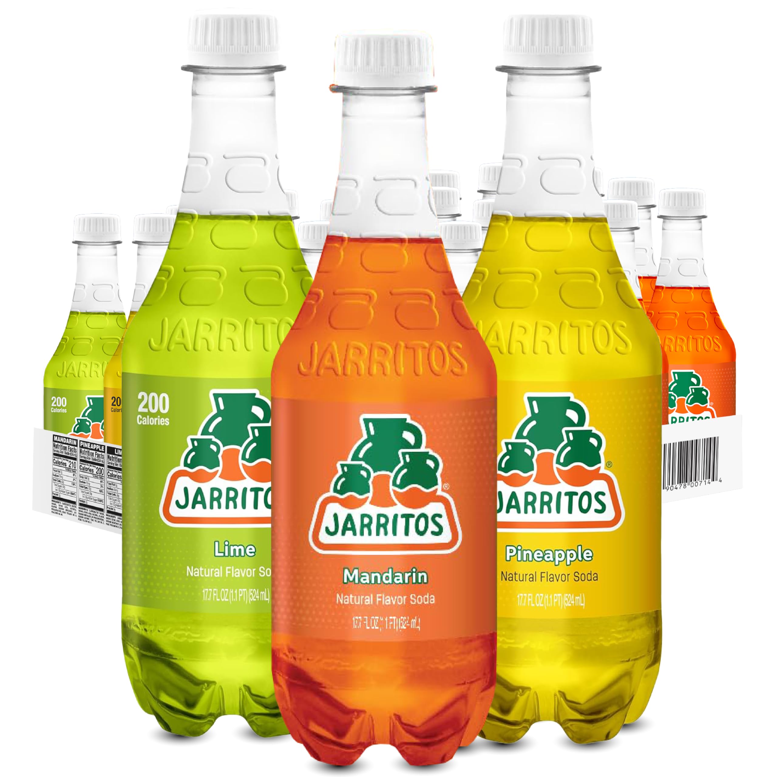 Jarritos - Mexican Soda Soft Drinks, Lime (17.7 oz, 524ml) 24 Bottles - Made with Real Cane Sugar - 0g Fat - Made in Mexico - Natural Flavor Soda Pop - Party & BBQ Beverages