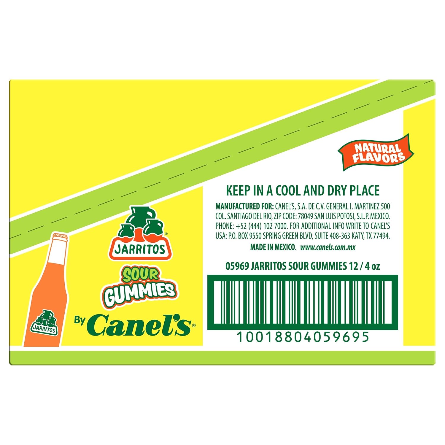 Canel's Jarritos Sour Gummies Candy, Mango, Mandarin, Pineapple, Lime, Tamarind & Fruit Punch Flavors, 4 oz, (Pack of 12)