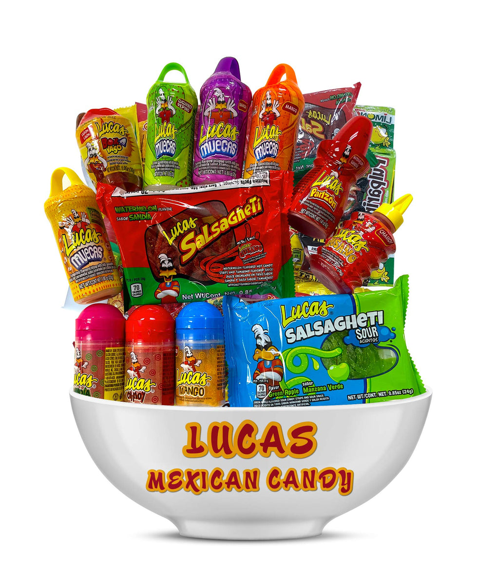 Lucas Mexican Candy Mix (14 Count) Variety of Sour, Sweet, Spicy, Include Lucas Skwinkles, Pelucas, Lucas Muecas, Baby Lucas, Gusano, Salsagheti by LookOn