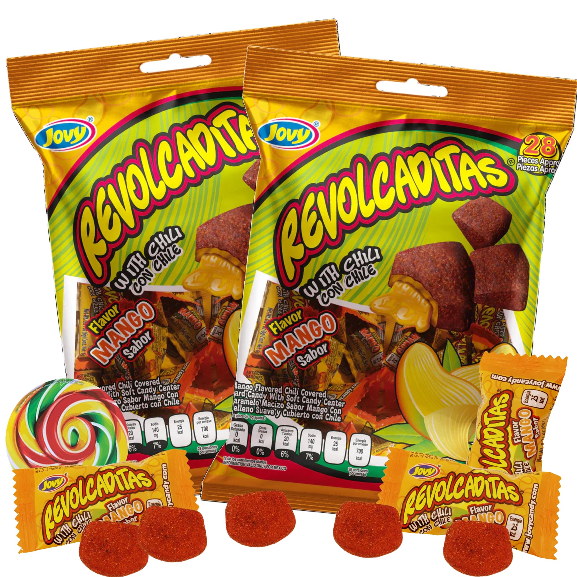 Sweetzo - Sweet and Spicy Hard Candies Covered in Chili Powder, Watermelon Flavored Individually Wrapped Mexican Candies for Sharing, Pinatas or Goody Bag Fillers, 6 ounce Bags, Pack of 2 (Watermelon)