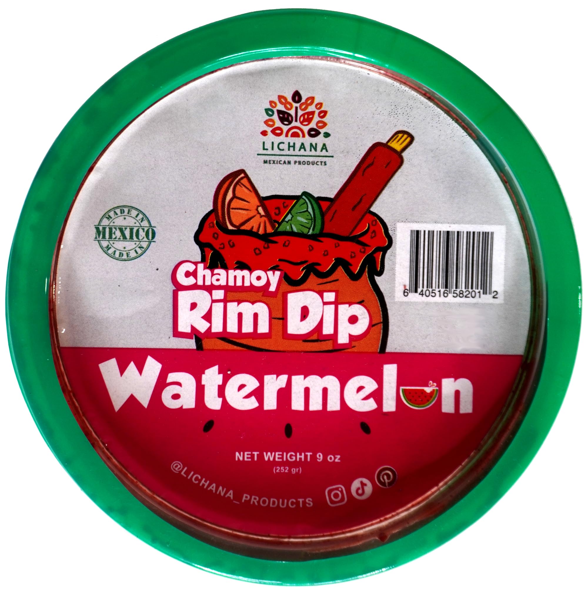 LICHANA Premium Rim Dip 9oz 12.5% More - Chamoy Paste 100% Mexican Handcrafted, Candy Dip For Drinks, Cocktails, Michelada, Beer, Seltzer, Rim Dressing (Watermelon)