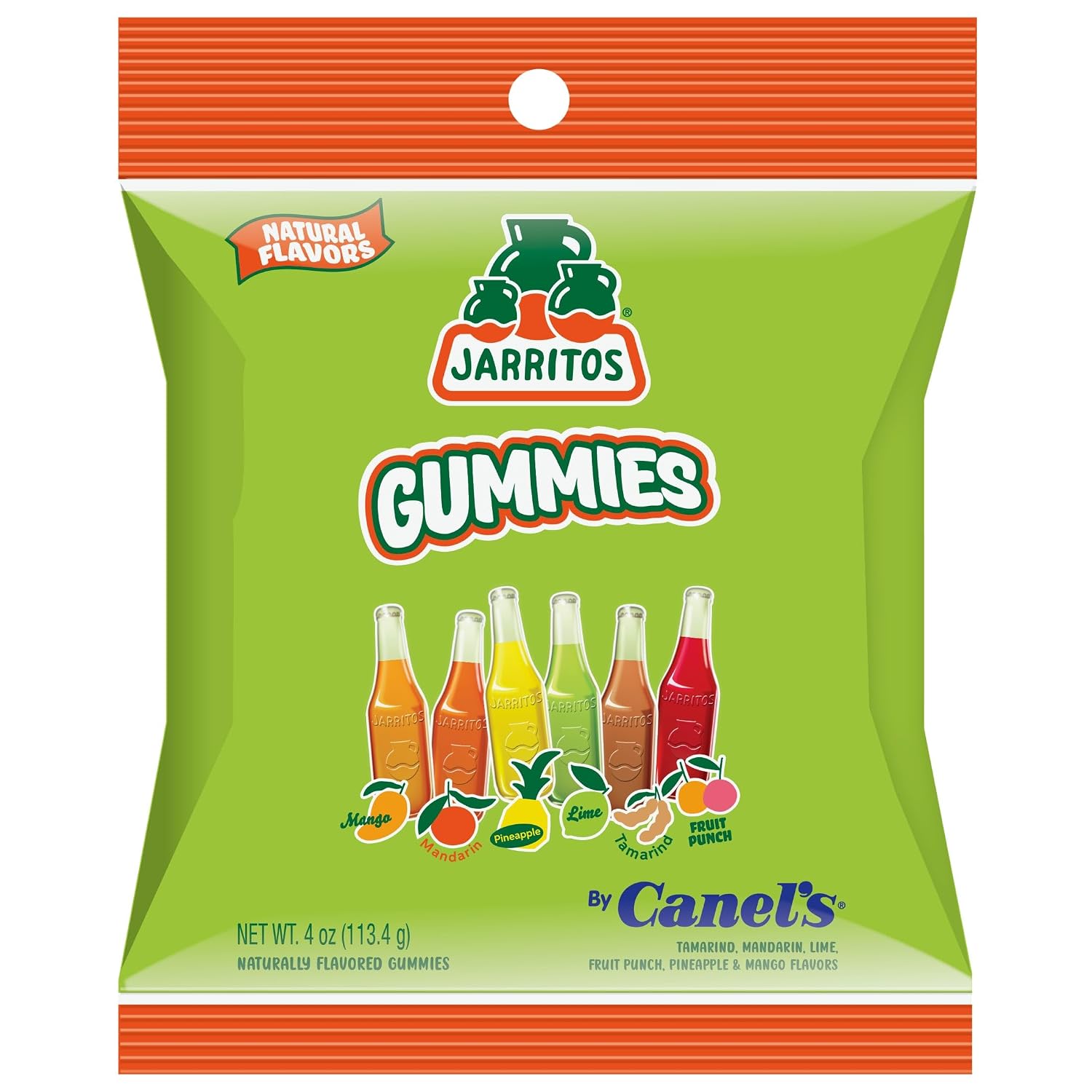 Jarritos Gummies by Canel's, Assorted Natural Flavors, Tamarind, Lime, Mango, Mandarin, Pineapple & Fruit Punch, 4 oz, (Pack of 12)