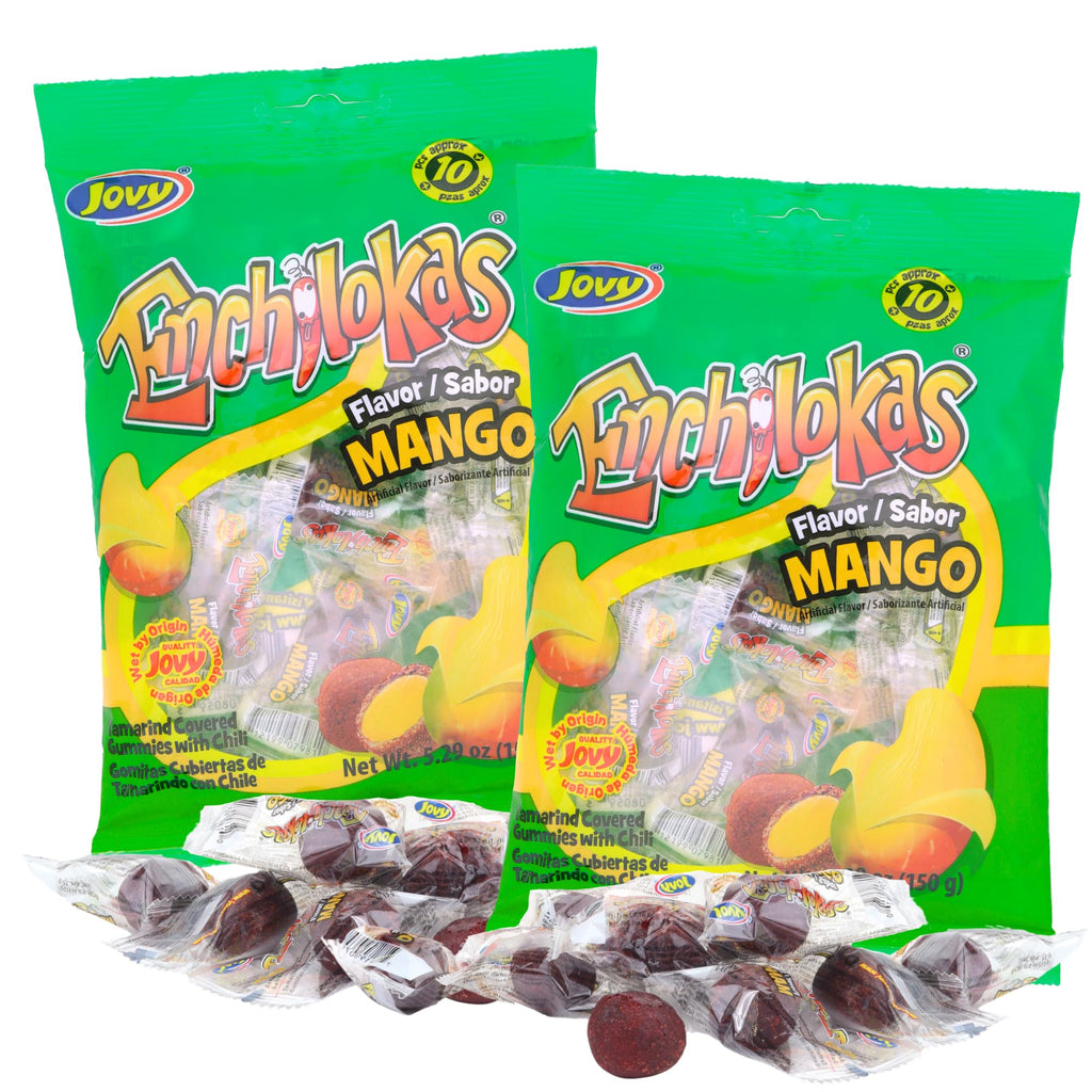 Sweetzo - Spicy Gummy Candy, Individually Wrapped Watermelon and Mango Tamarind Covered Gummies with Chili Powder, Shareable Mexican Candy Bags 5.29 ounce, Pack of 2 (Watermelon Mango)