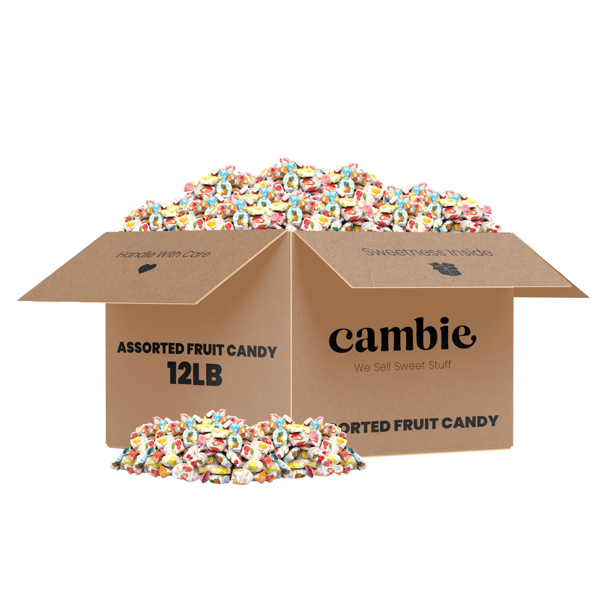 Strawberry Hard Candy Individually Wrapped by Cambie, 2 lbs of Strawberry Candy with a Deliciously Sweet Hard Exterior with a Soft, Fruit-Filled Center