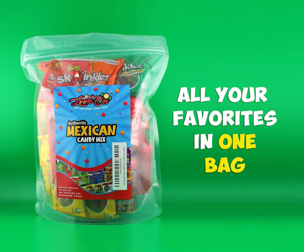 Mexican Candy Lollipops (40 Pieces), Fresh Individually Wrapped, Approx1.5 Lbs Bag Variety of Spicy, Sweet, Sour, Chili & Fruit Flavor Lollipops by LookOn