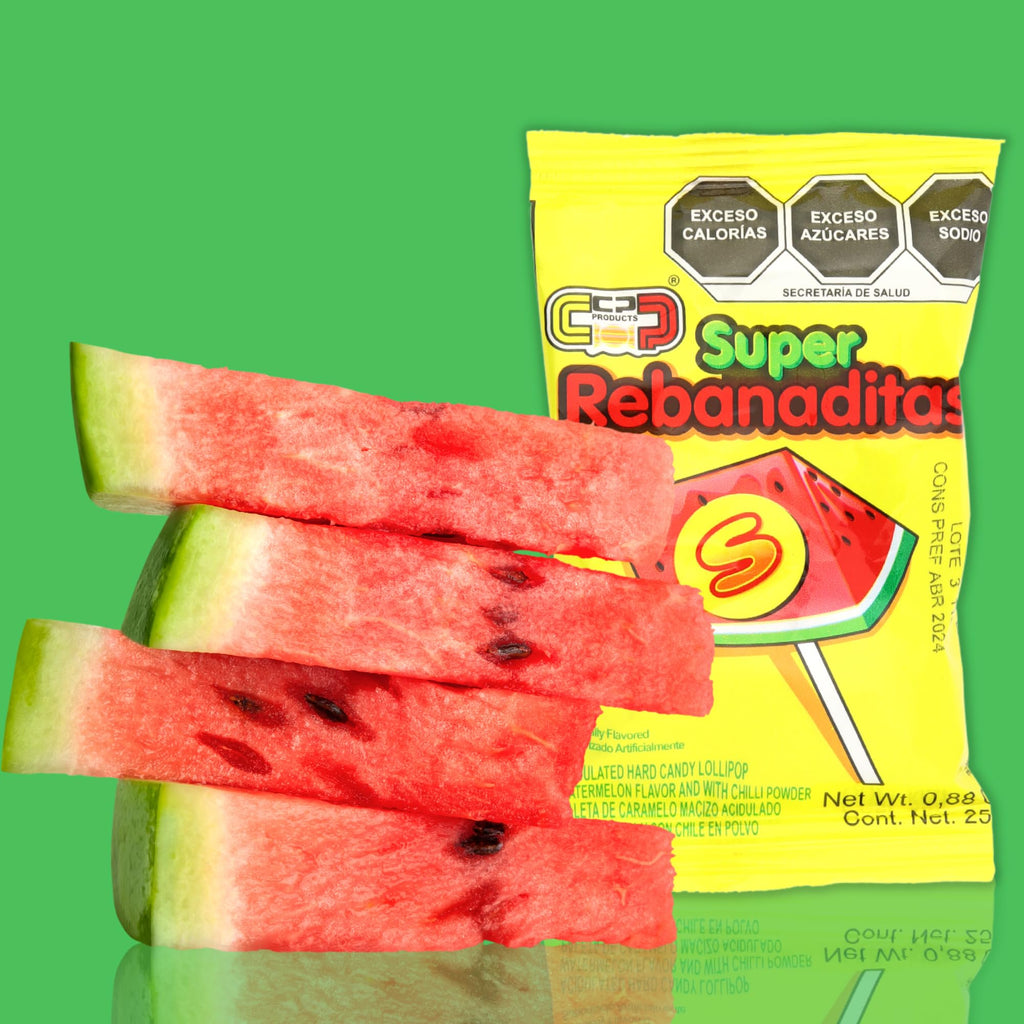 Needzo Mexican Candies, Flavored Lollipops with Chili Powder, Bulk Individually Wrapped Candy (Pack of 10) (Watermelon)