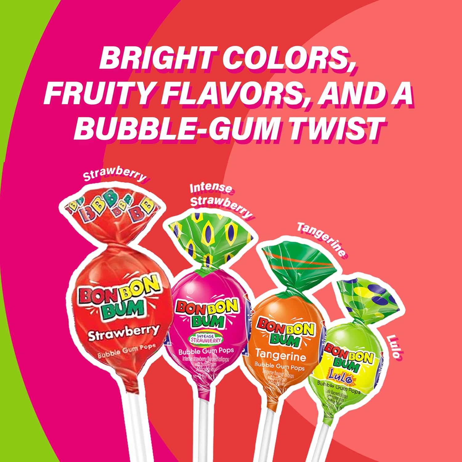 Colombina Bon Bon Bum Passion Fruit Lollipops, Tropical Fruit Hard Candy, Individually Wrapped Candy Pops for Parties, Candy Bowl Refill, Office or Classroom Rewards, 24 Count