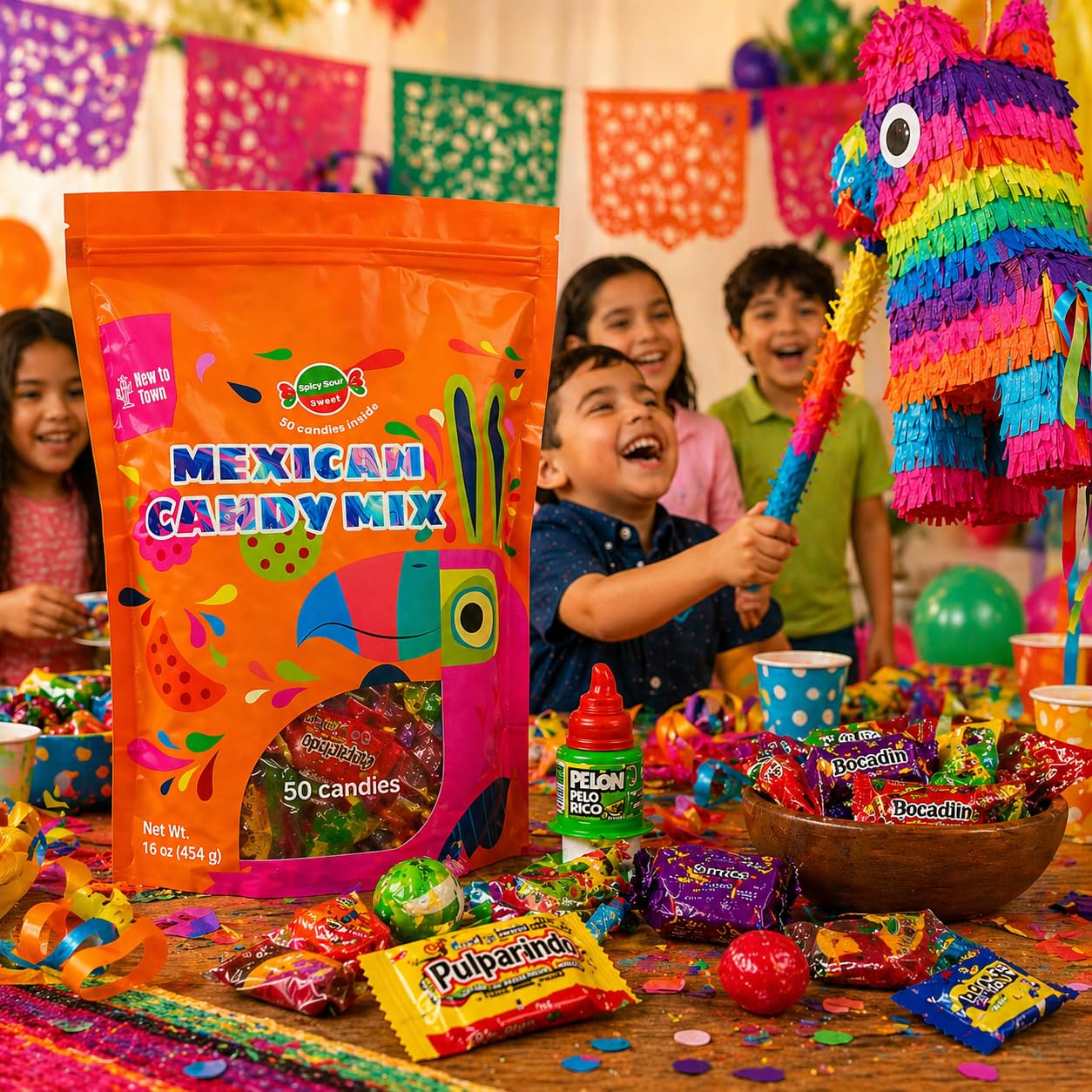 Mexican Candy Variety Pack (50 Count) Dulces Mexicanos, Tamarind Candy, with Lucas, Skwinkles, Pulparindo, Mazapan, Duvalin, Pelon Pelo Rico, Vero Lollipops, Mexican Snacks, Fiesta Birthdays