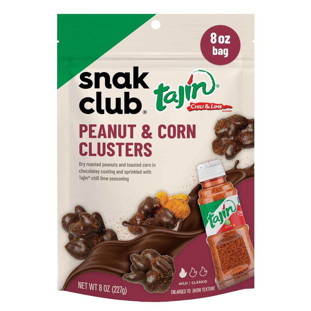 Snak Club Tajin Chocolatey Gummy Bears, Assorted Chocolate Covered Fruit Candy Gummies with Chili and Lime Seasoning, Mild, Gluten-Free Snacks, 8 oz Resealable Bag